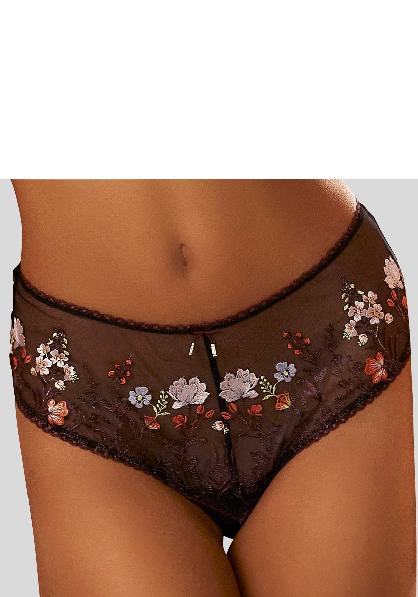 LASCANA Stringpanty »Maria«, mit bunten Blumen aus Stickereispitze