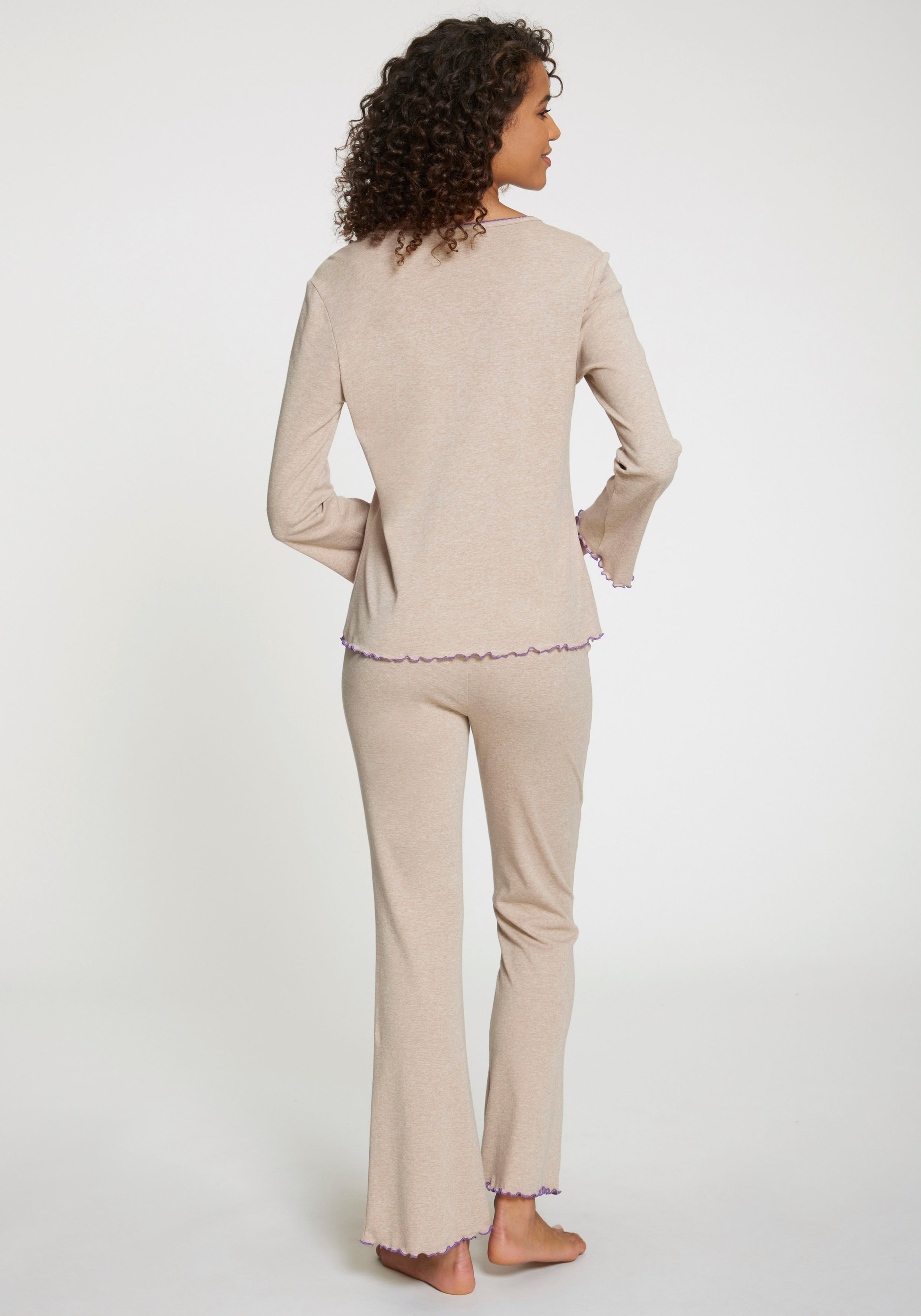 s.Oliver Pyjama, (Set, 2 tlg.), mit Babylock-Abschlüssen