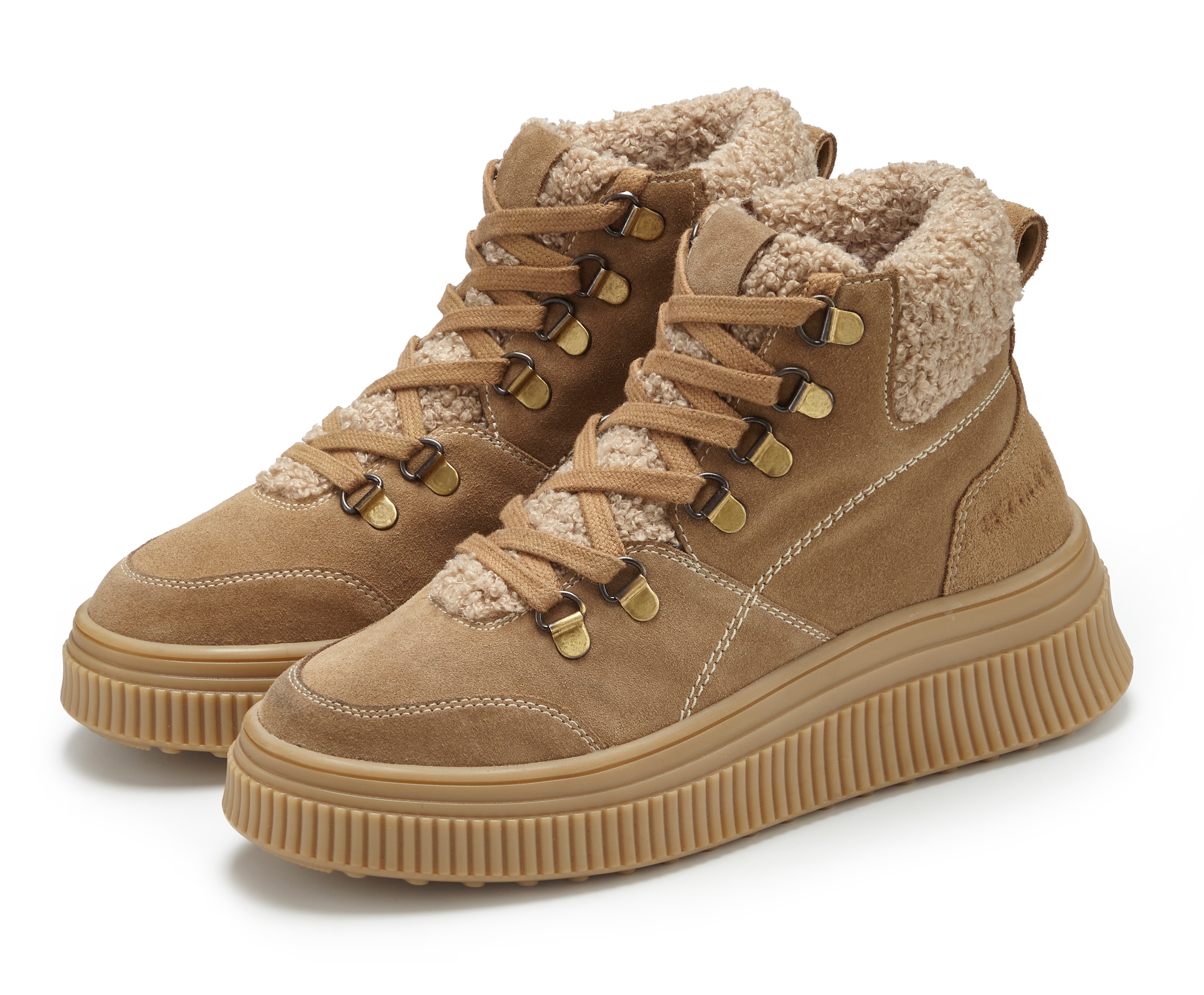 Elbsand Stiefelette »Stiefel, Boots, Winterboots, Lederstiefelette, Lederboots«  NEU aus hochwertigem Veloursleder mit Teddyfell und Plateausohle