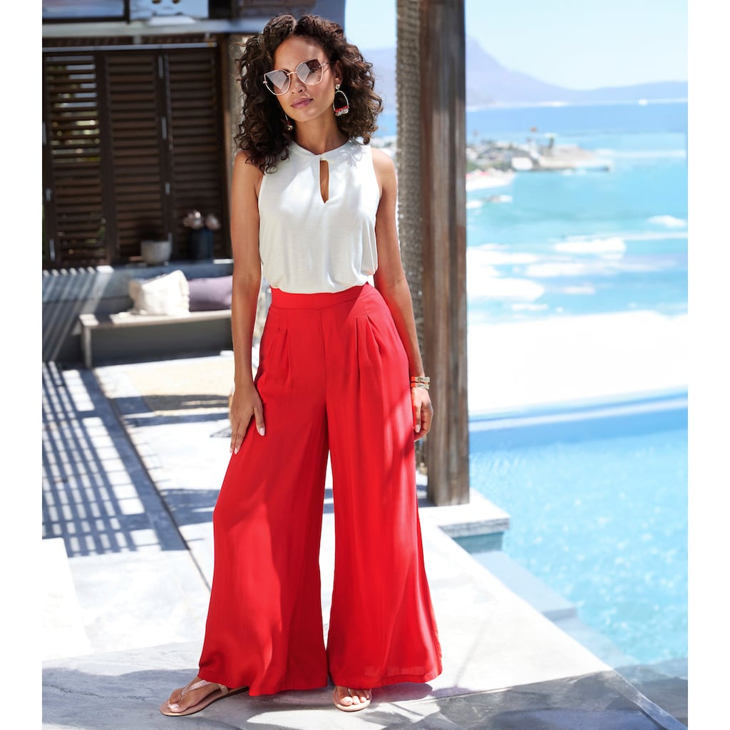 Buffalo Palazzohose, mit Seitennahttaschen, leichte Sommerhose, Wide-Leg