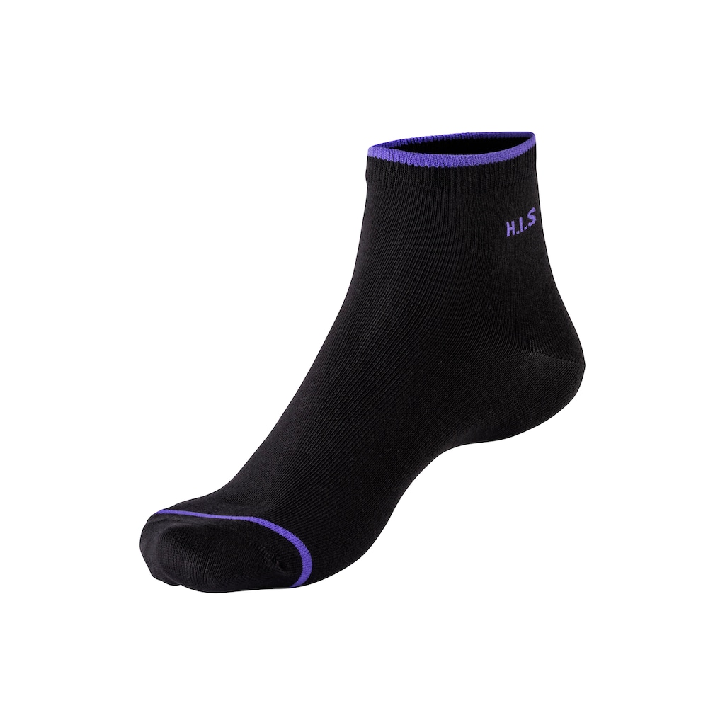 H.I.S Kurzsocken, (Packung, 7 Paar), mit farbigen Bündchen