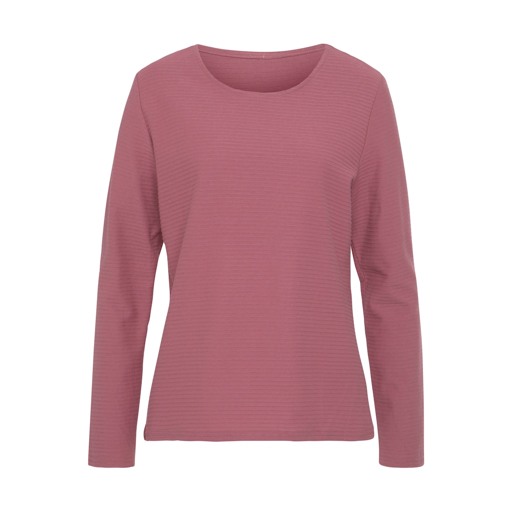LASCANA Langarmshirt »mit Streifenstruktur«, (2er-Pack), aus weicher Baumwoll-Qualität