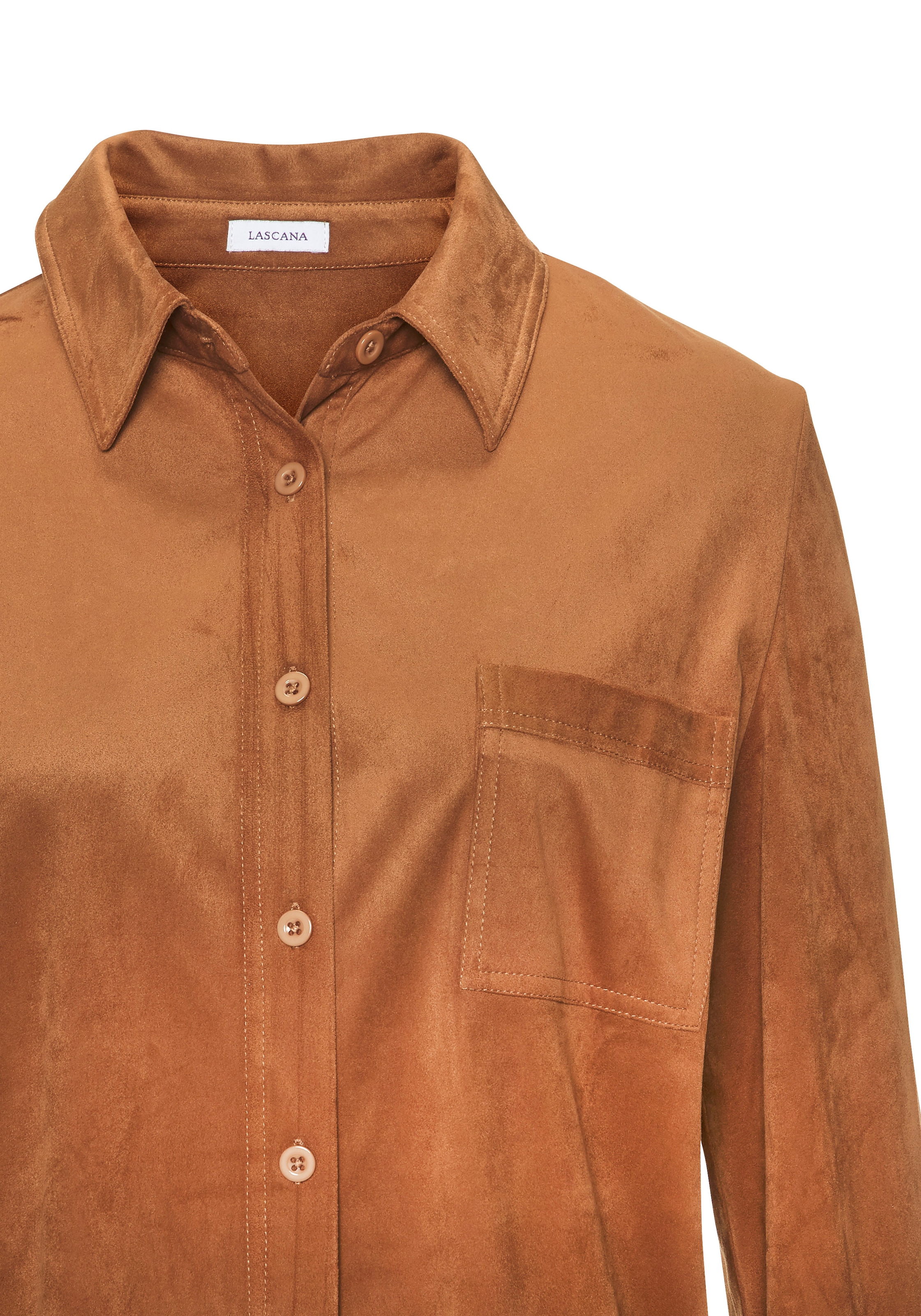 LASCANA Blouse chemise »aus Velourlederimitat« en imitation cuir velours