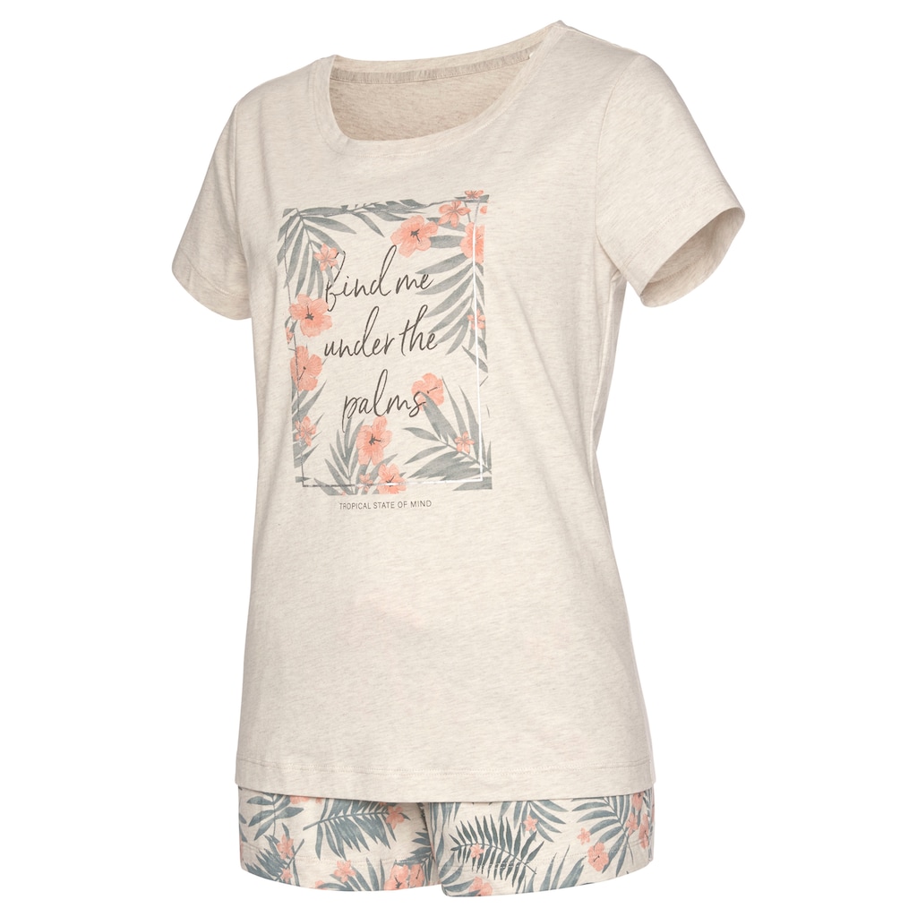 LASCANA Shorty, (2 tlg.), mit Statement Print
