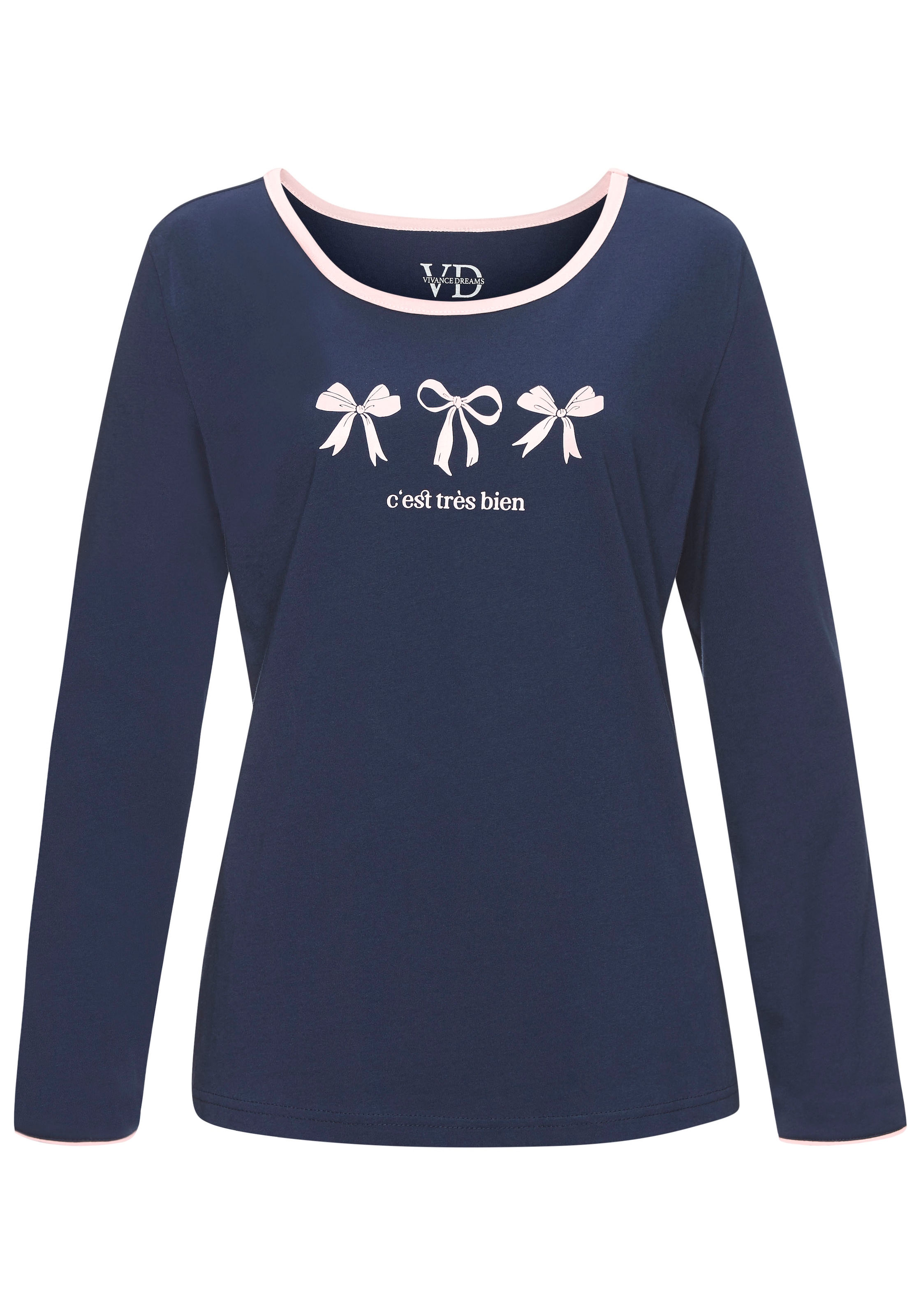 Vivance Dreams Pyjama Set, 2 Stk. tlg., Mit süssem Schleifenmuster