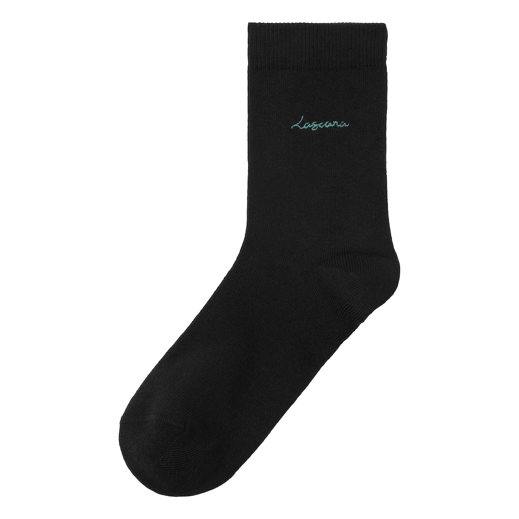 LASCANA Basicsocken, (Box, 7 Paar), mit hochwertiger Logo Stickerei