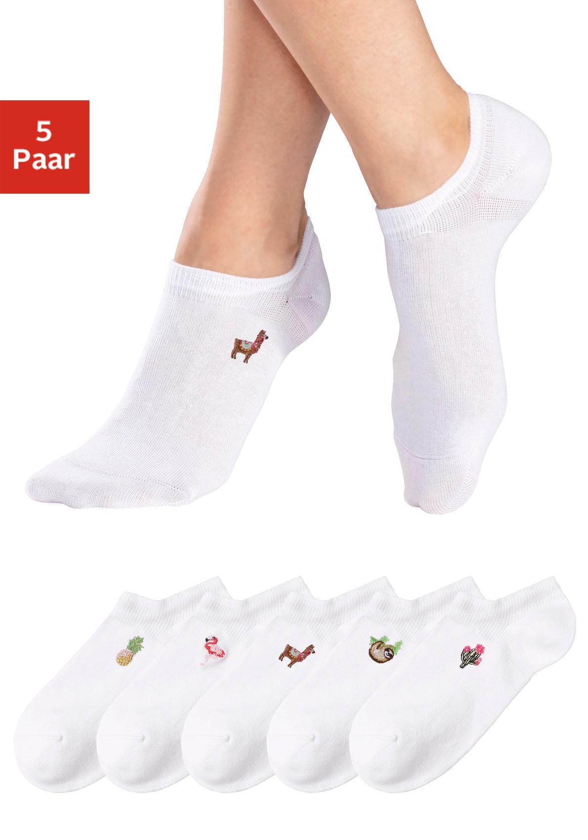 H.I.S Sneakersocken, (Packung, 5 Paar), mit Motivstickerei