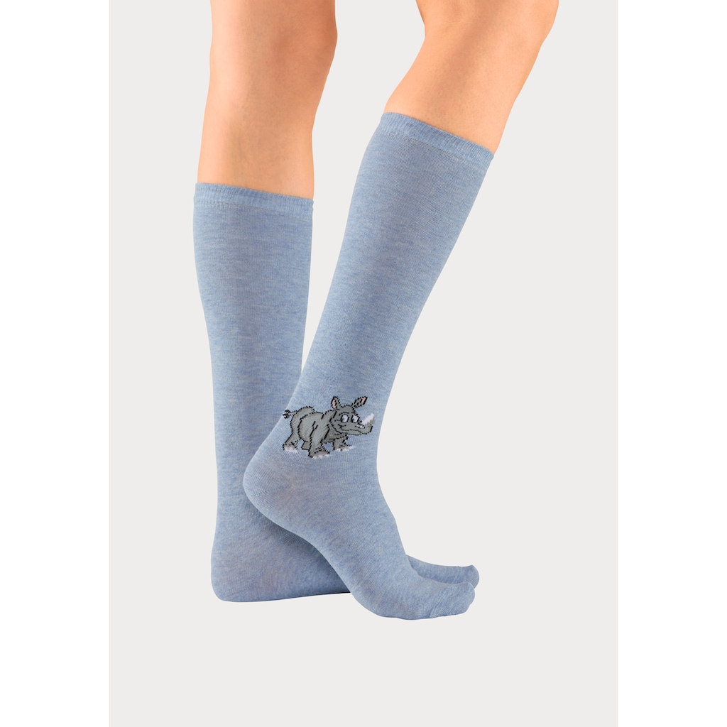 H.I.S Kniestrümpfe, (Packung, 5 Paar), mit eingestricktem Moriv