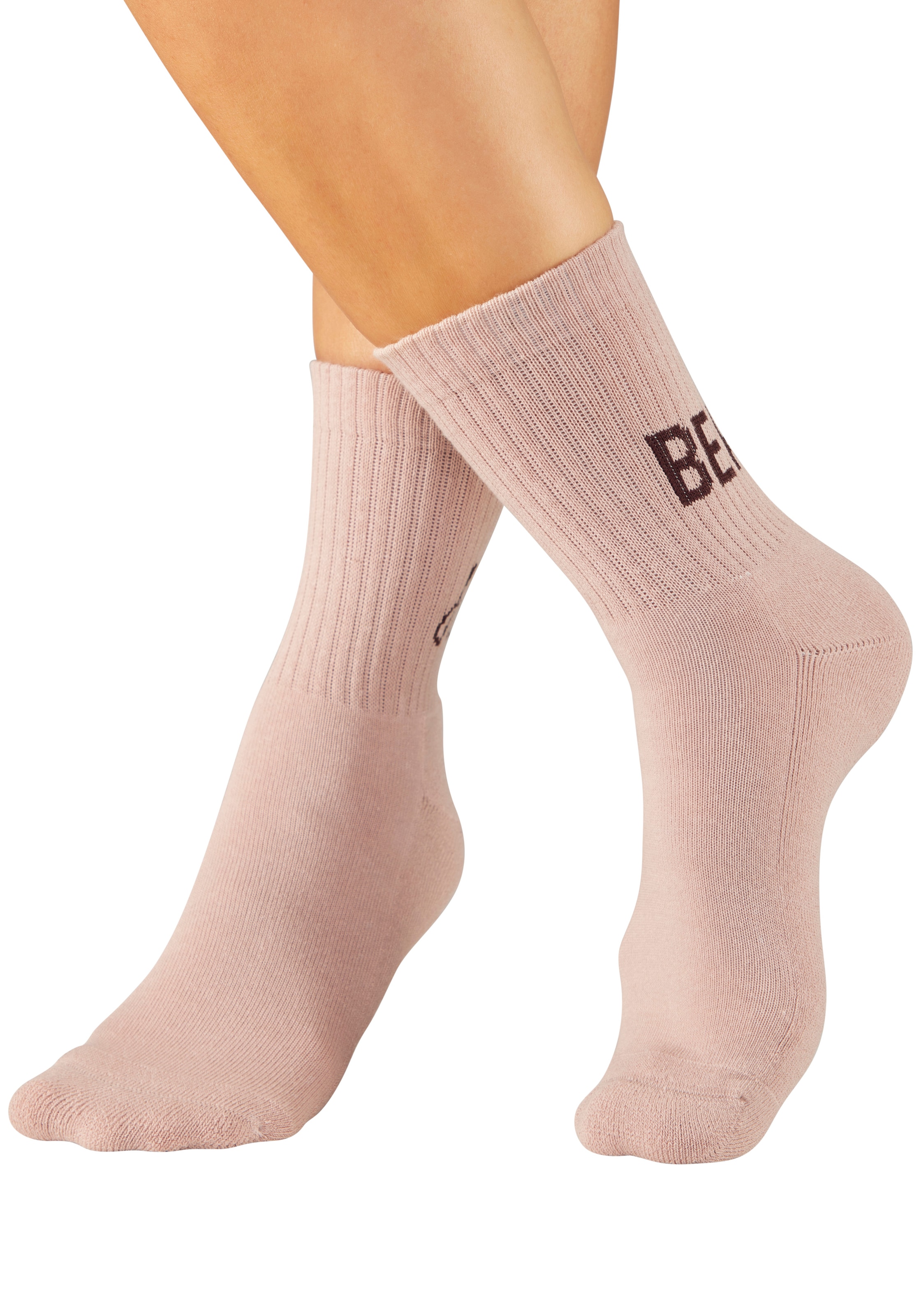 H.I.S Chaussettes de tennis »Damen Sportsocken daily socks« Paquet, 7 Couple tlg. avec du molleton bouclé au pied et des inscriptions attrayantes
