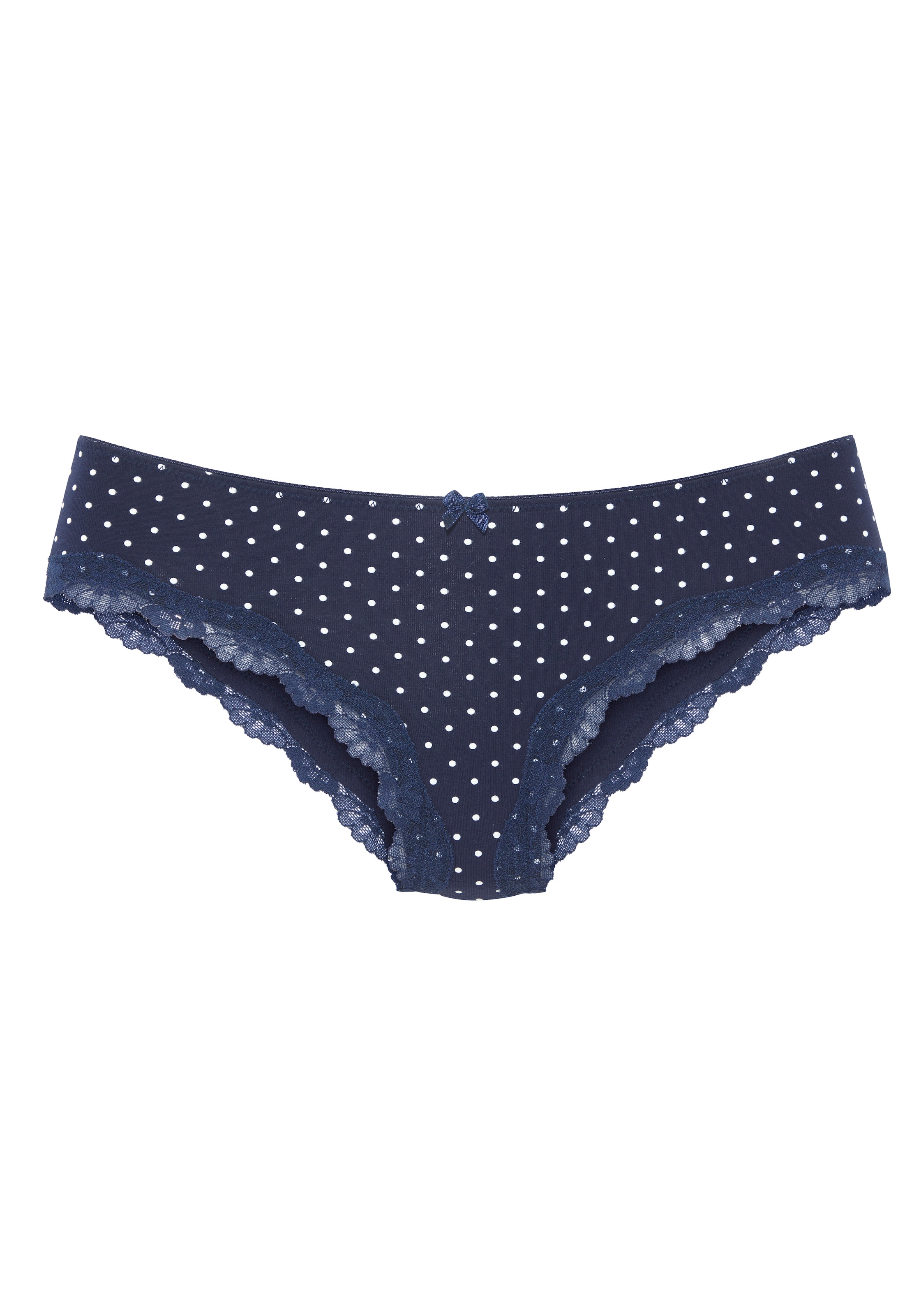 LASCANA Slip 3er-Pack,  aus elastischer Baumwolle mit zarter Spitze