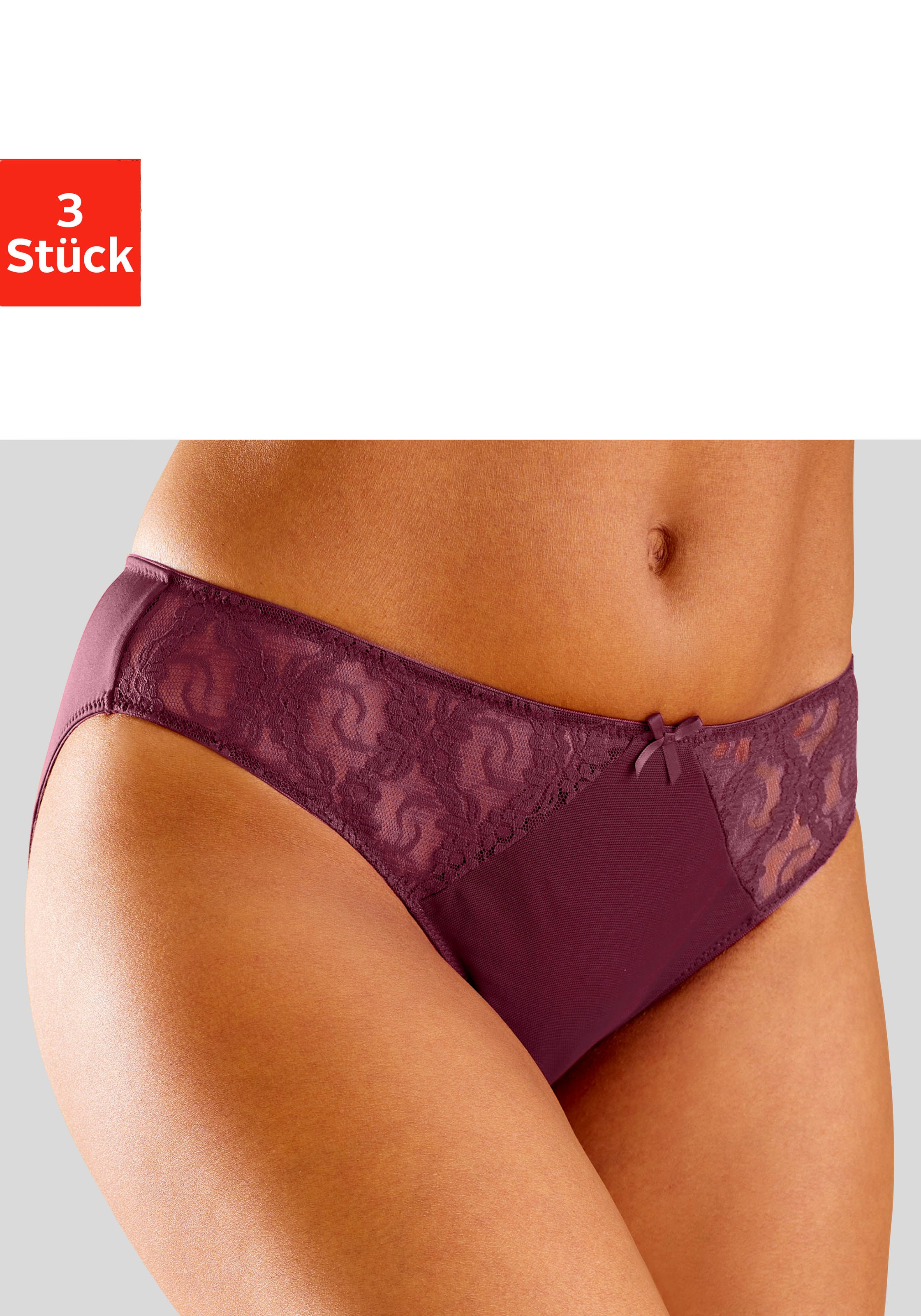 petite fleur Slip 3 Stk. mit hübschen Spitzeneinsätzen