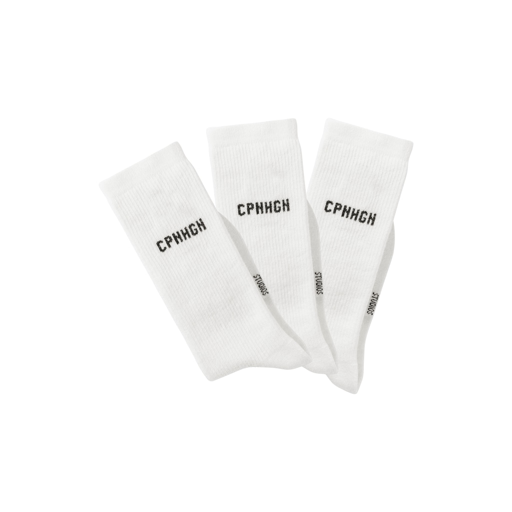 Copenhagen Studios Basicsocken, (Packung, 3 Paar), mit Rippstruktur und Stickerei