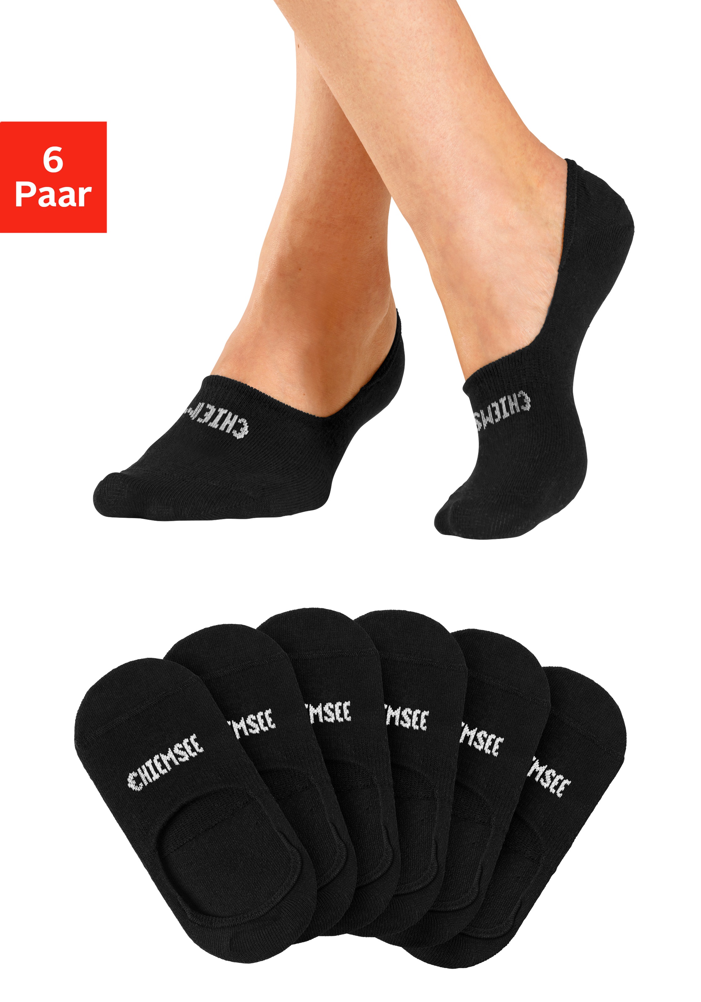 Chiemsee Füsslinge Packung, 6 Paar tlg. mit eingestricktem Markennamen