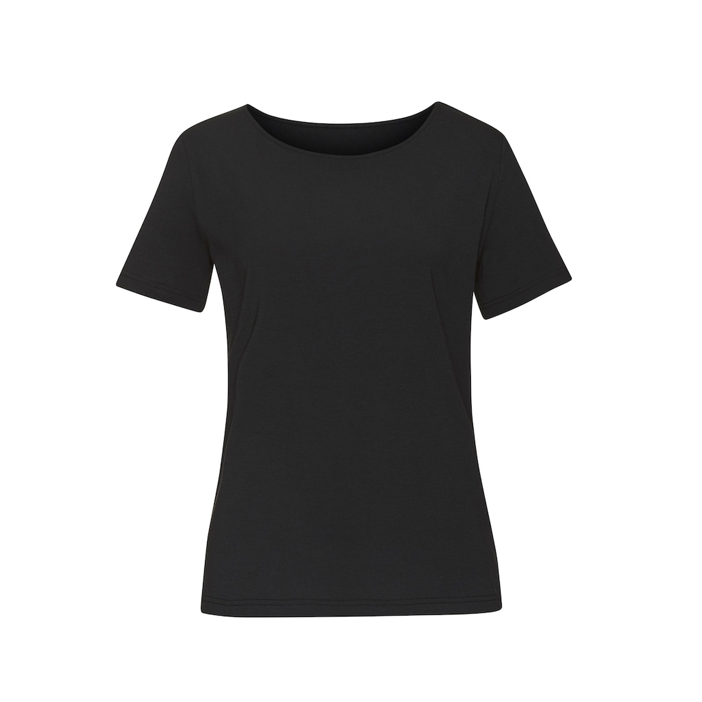 LASCANA T-Shirt »mit Rundhals-Ausschnitt«, (2er-Pack), aus elastischer Baumwoll-Modal-Qualität