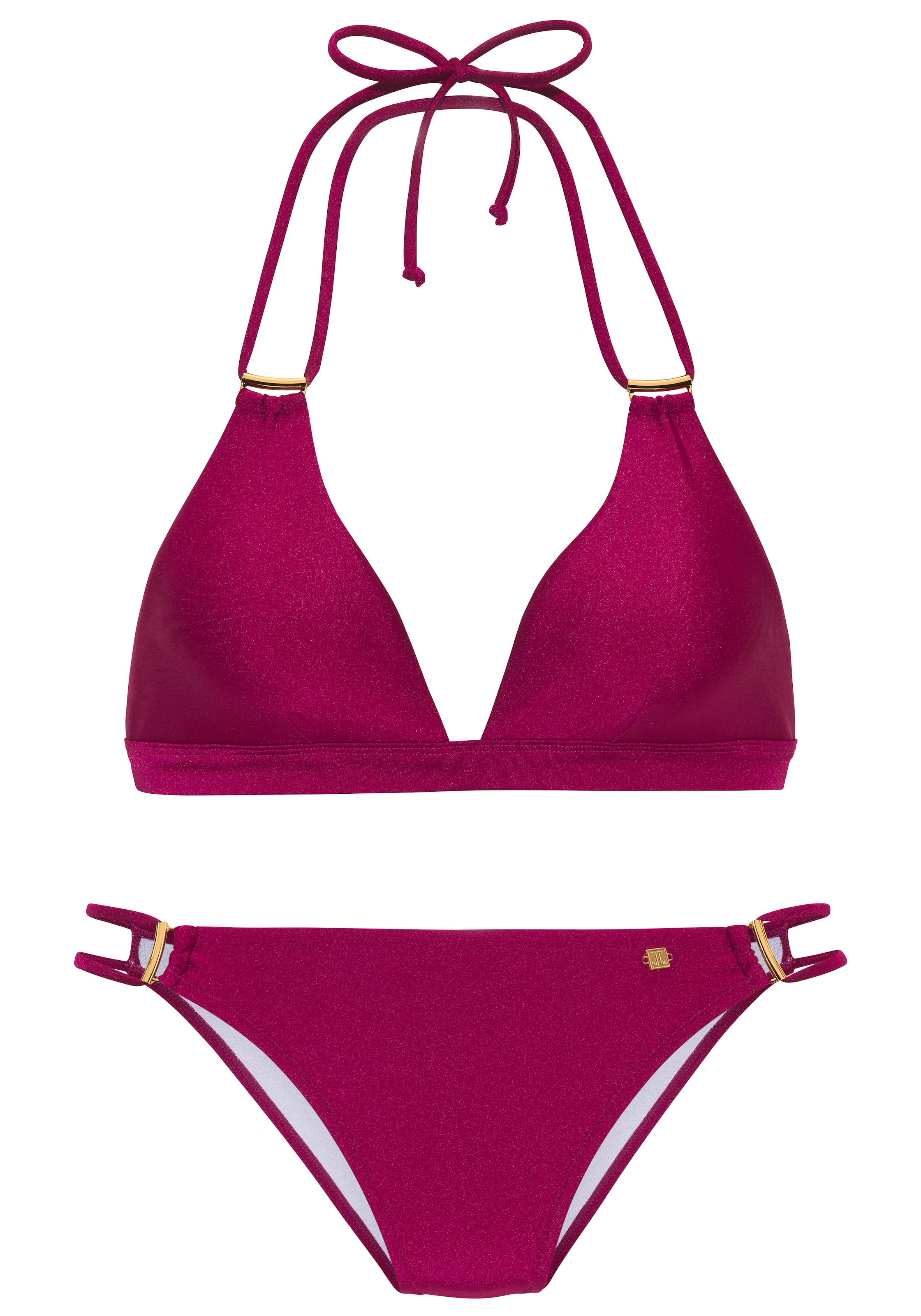 JETTE Triangel-Bikini »Giulia«, mit goldfarbener Glanzbeschichtung und Accessoires