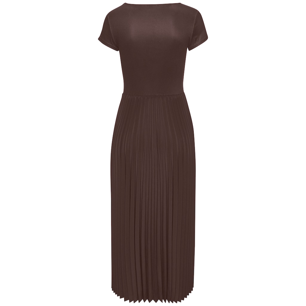 LASCANA Midikleid, mit Plisseerockteil, Basic, modisch