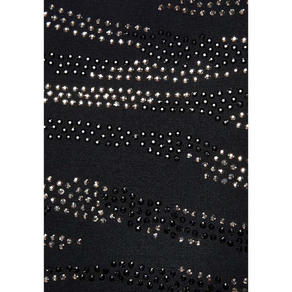 LASCANA Rundhalsshirt »mit Strass-Dessin«, aus hochwertiger French Terry-Qualität aus Viskose