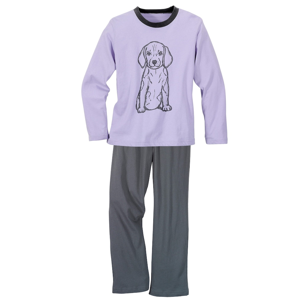Vivance Pyjama, (4 tlg., 2 Stück), Oberteile in schönen Farben mit Tierdruck