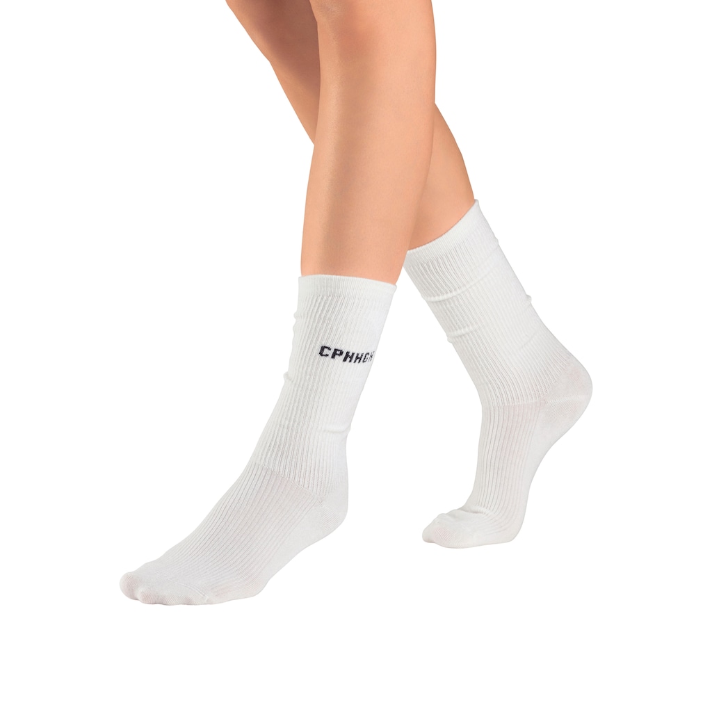 Copenhagen Studios Basicsocken, (Packung, 3 Paar), mit Rippstruktur und Stickerei
