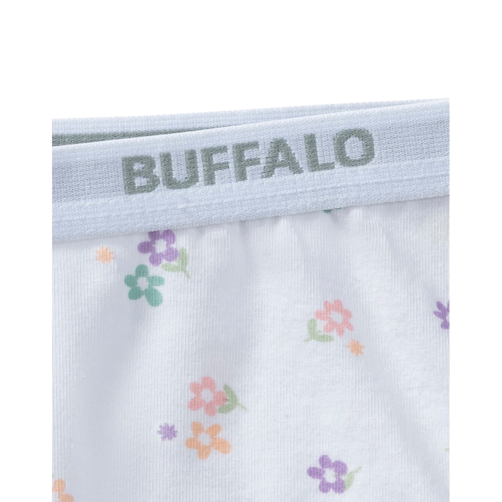 Buffalo Panty, (Packung, 3 St.), Uni und Blümchen-Print in einer Packung