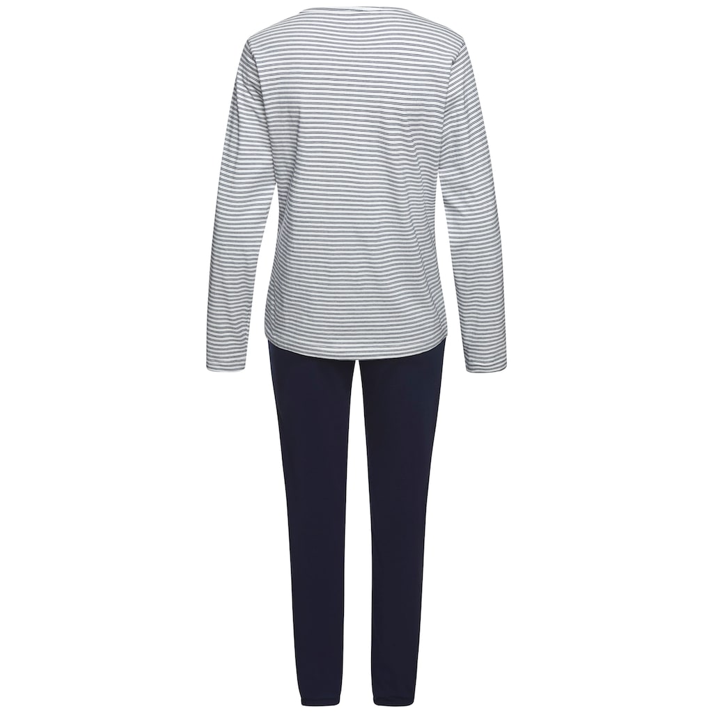 Vivance Dreams Pyjama, (Set, 2 tlg.), mit garngefärbten Streifen
