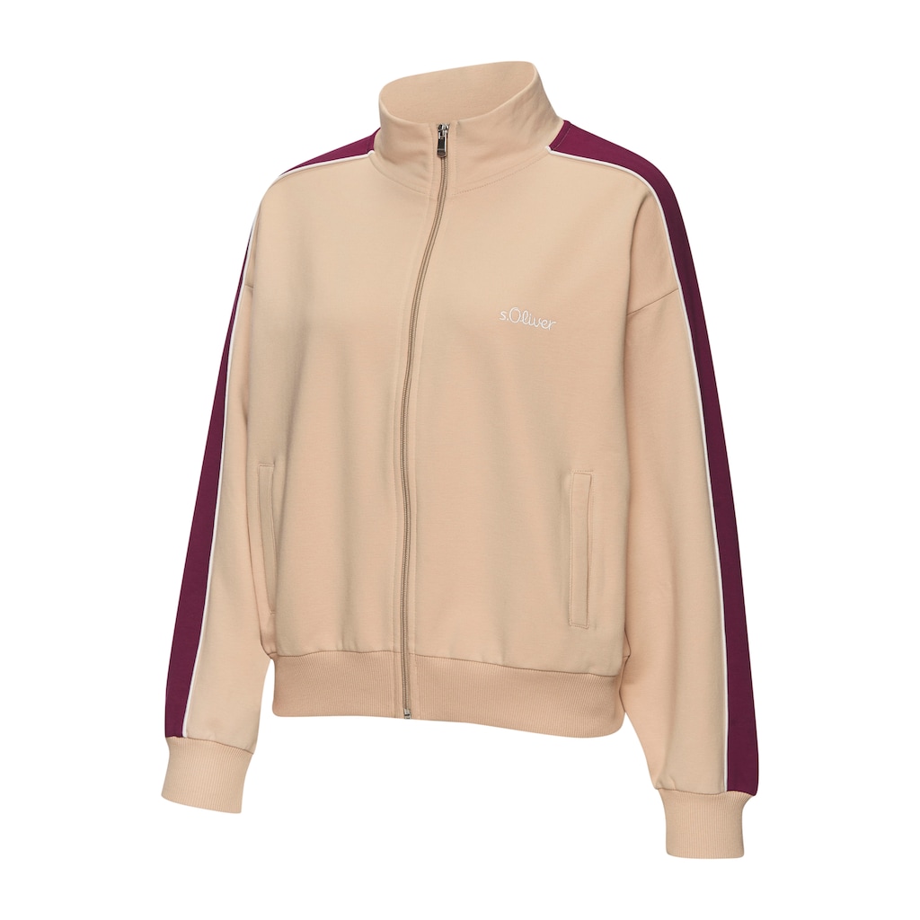 s.Oliver Sweatjacke, mit Reissverschluss und Kontrast Einsätzen, Loungewear
