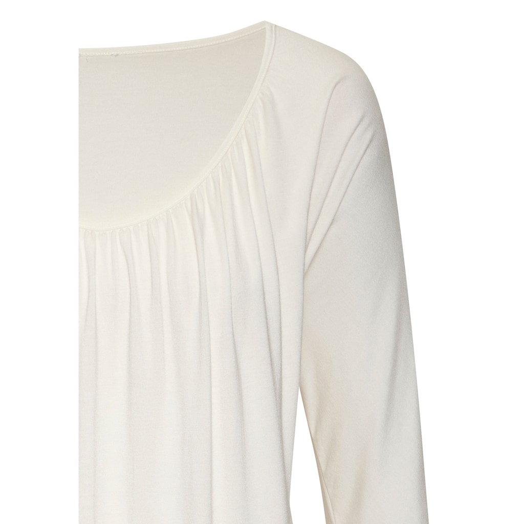 LASCANA 3/4-Arm-Shirt »mit zarter Raffung am Ausschnitt«, aus weichem Viskose-Stretch