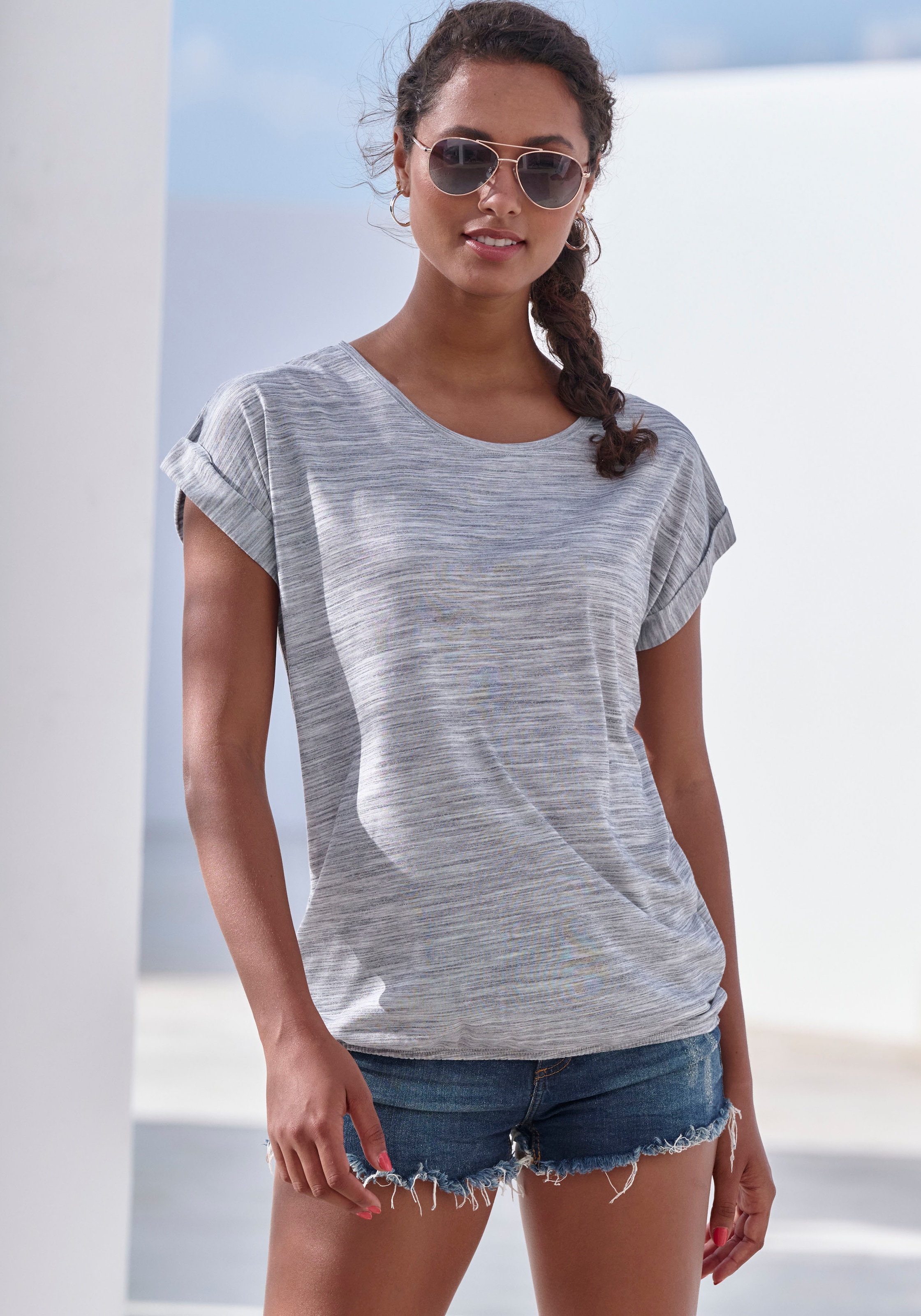 Beachtime Kurzarmshirt »mit Struktureffekt«, (2er-Pack), aus pflegeleichter Qualität