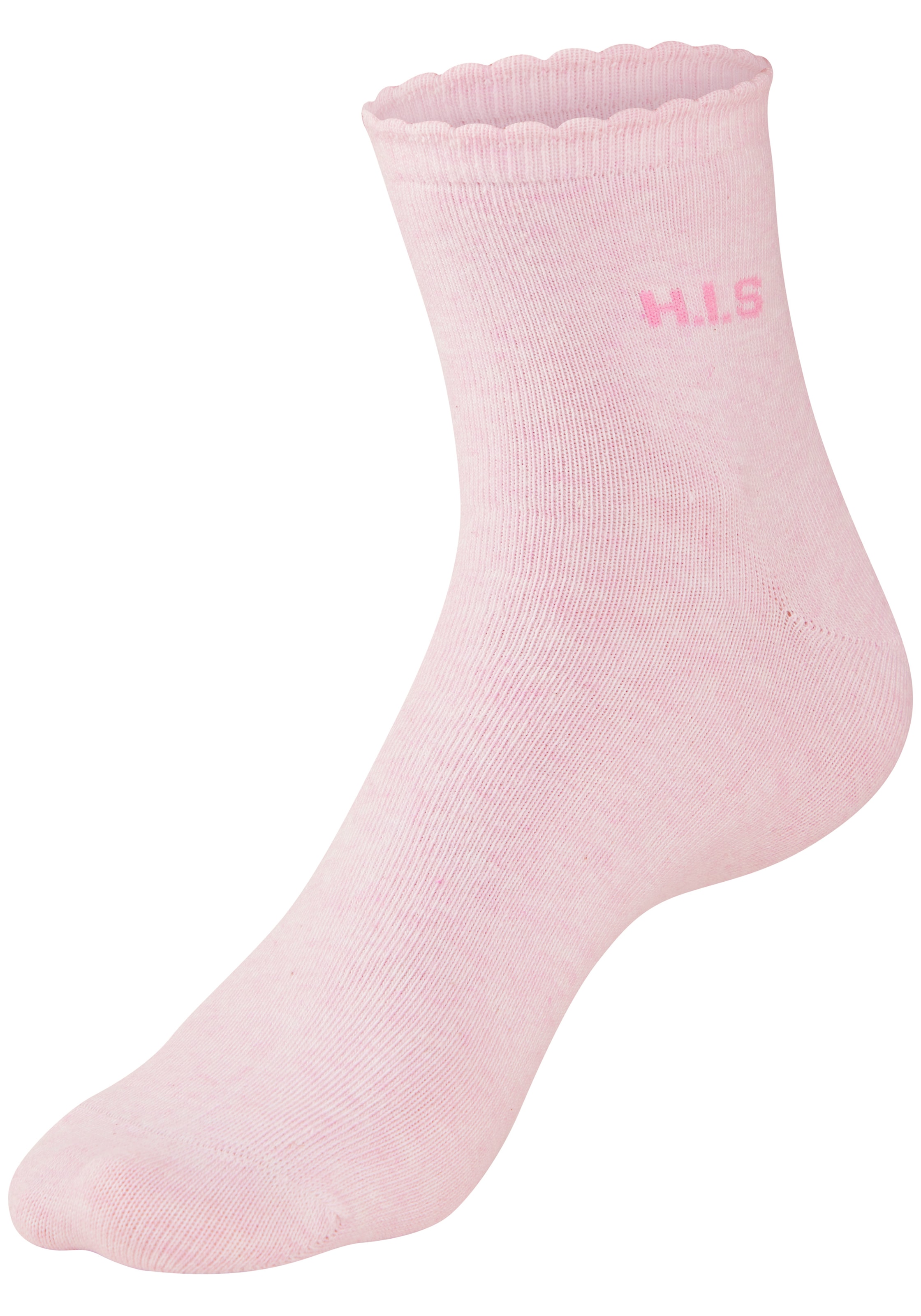 H.I.S Kurzsocken »Damen uni und meliert für die ganze Woche« Packung, 7 Paar tlg. mit gewelltem Bündchen