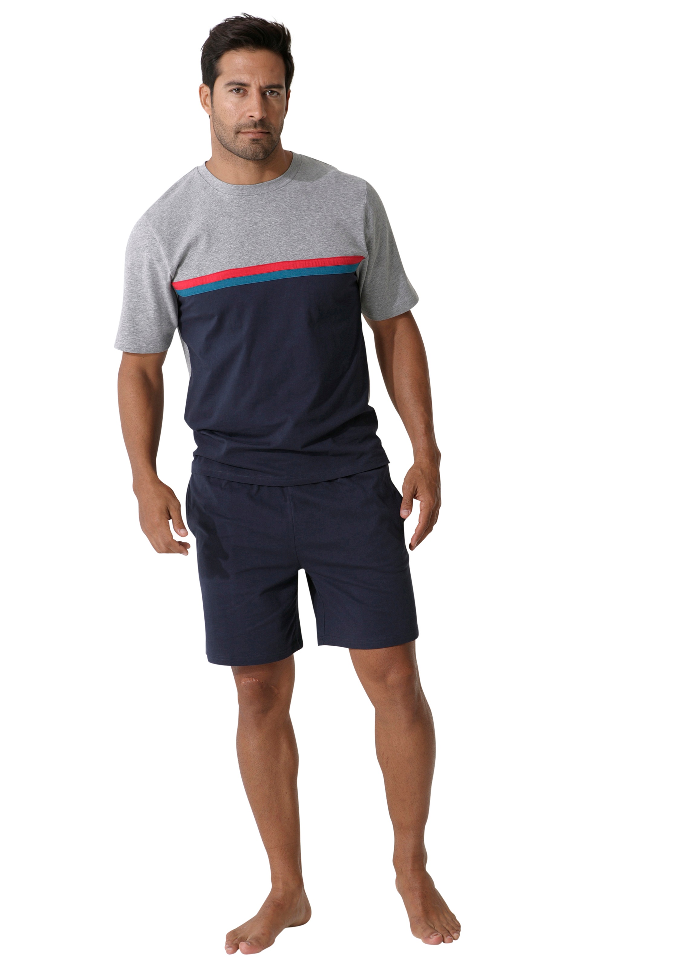 le jogger® Pyjama 1 Stück, 2 tlg. Schlafanzug mit Colorblock