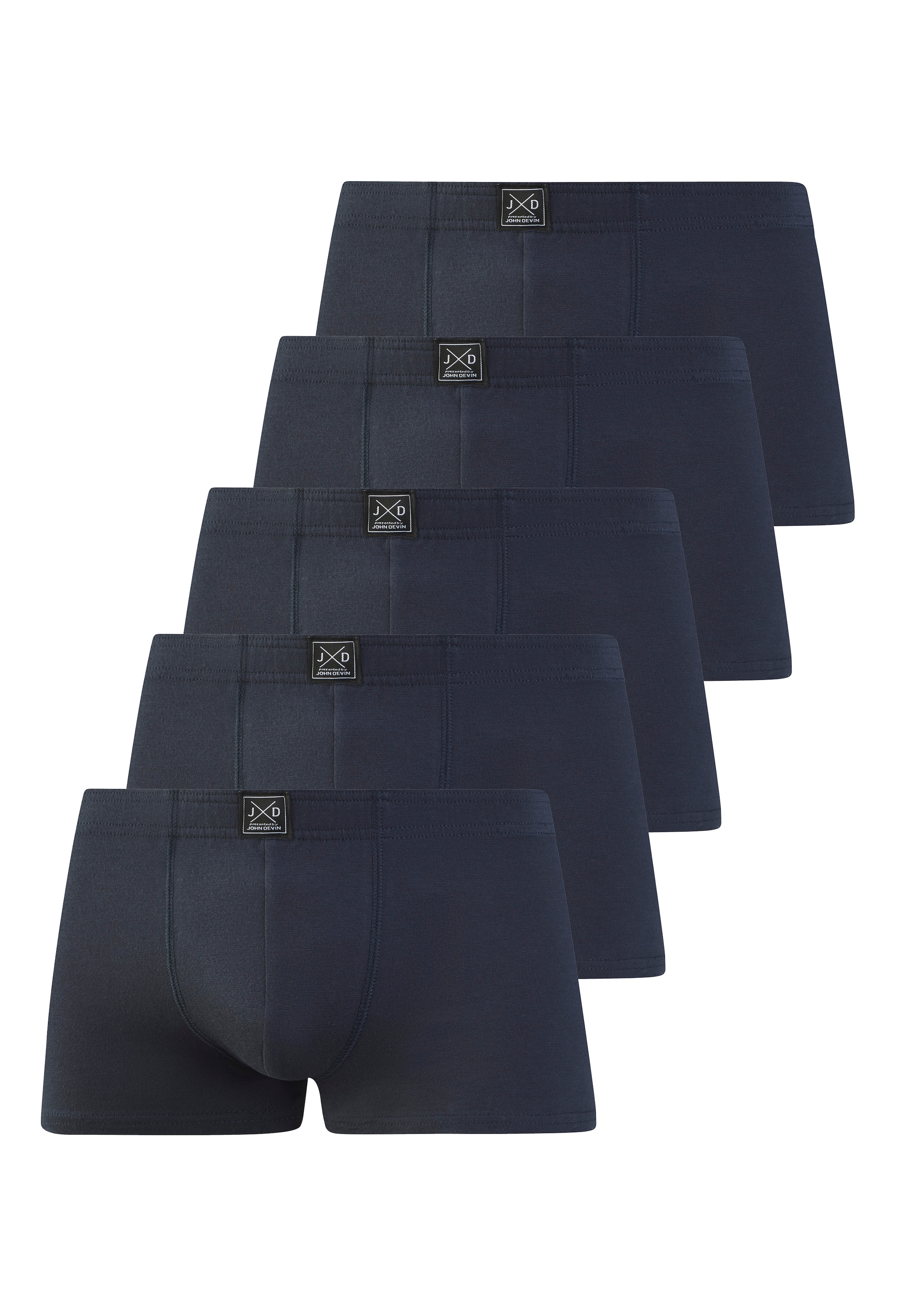 John Devin Boxer »Boxershorts für Herren« Paquet, 5 cuis uni, avec logo sur la ceinture, matière jersey