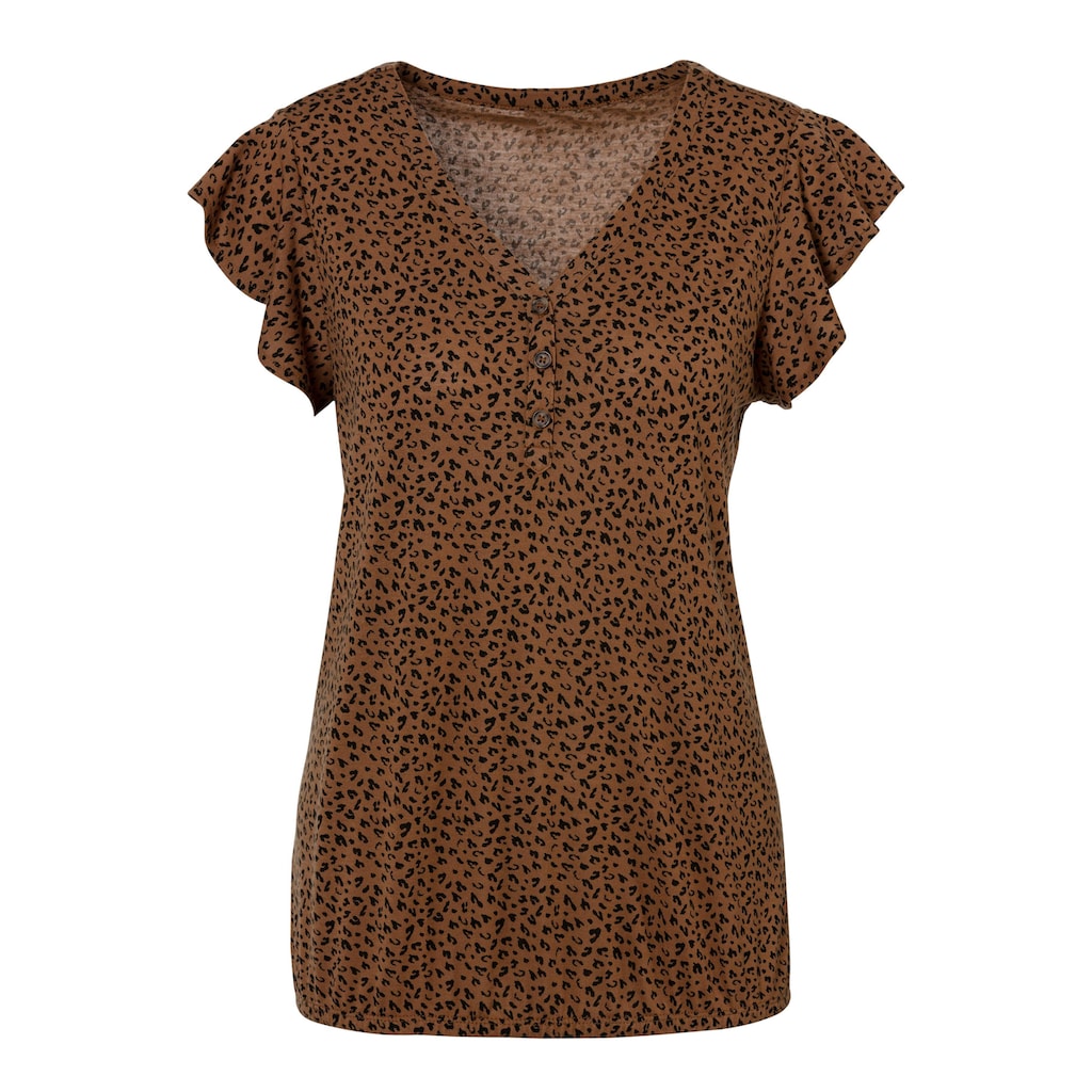 LASCANA Shirttop »mit Knopfleiste und Flügelärmelchen«, (2er-Pack), aus weicher Viskose-Qualität