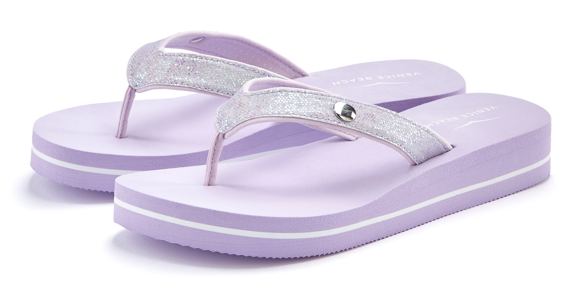 Venice Beach Badezehentrenner »Sandale, Pantolette« Zehentrenner, Badeschuh ultraleicht mit Glitzerband VEGAN