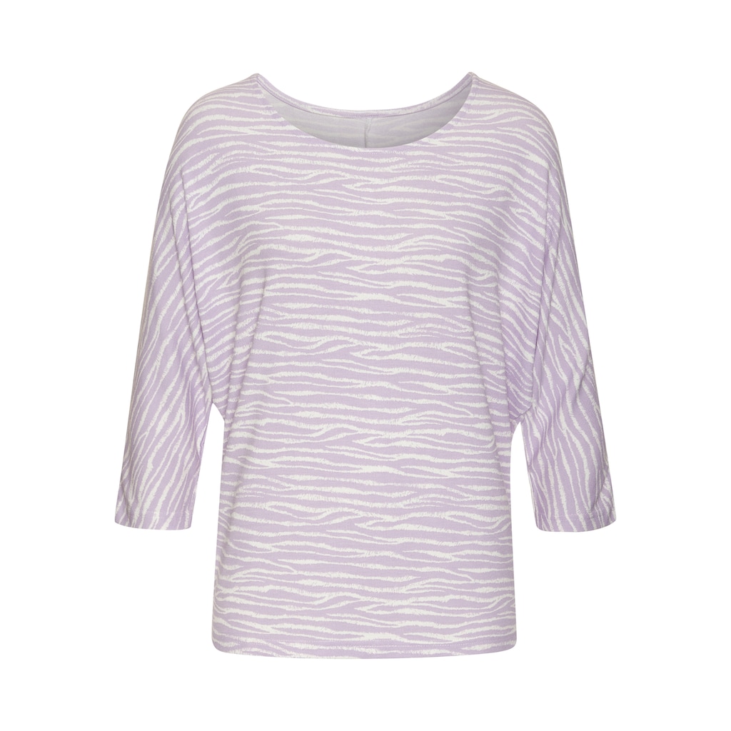 LASCANA 3/4-Arm-Shirt »mit modischem Zebra-Muster«, aus weichem Viskose-Strick