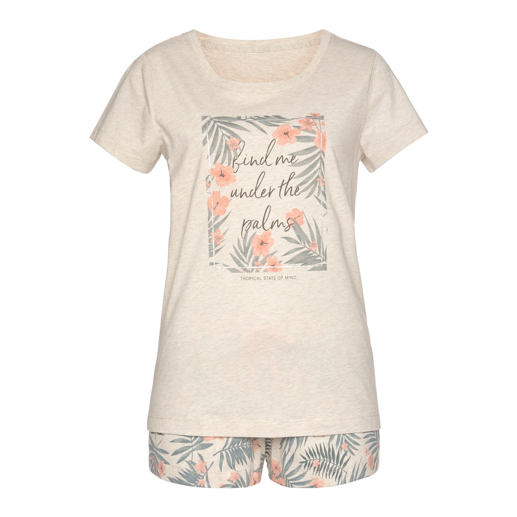 LASCANA Shorty, (2 tlg.), mit Statement Print