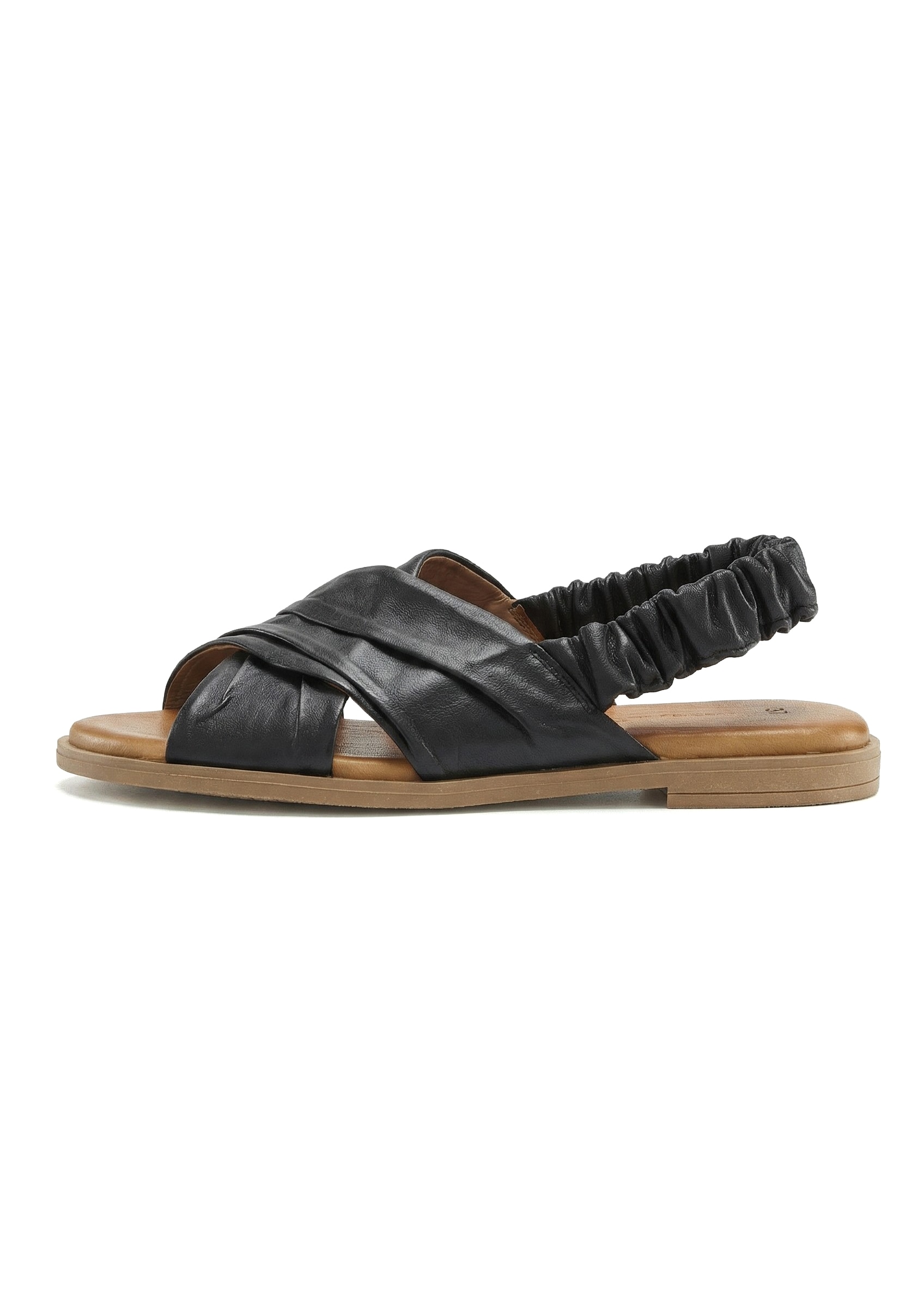 LASCANA Sandale »Sandalette, Sommerschuh, offener Schuh, Pantolette«  aus Leder mit elastischen Riemchen