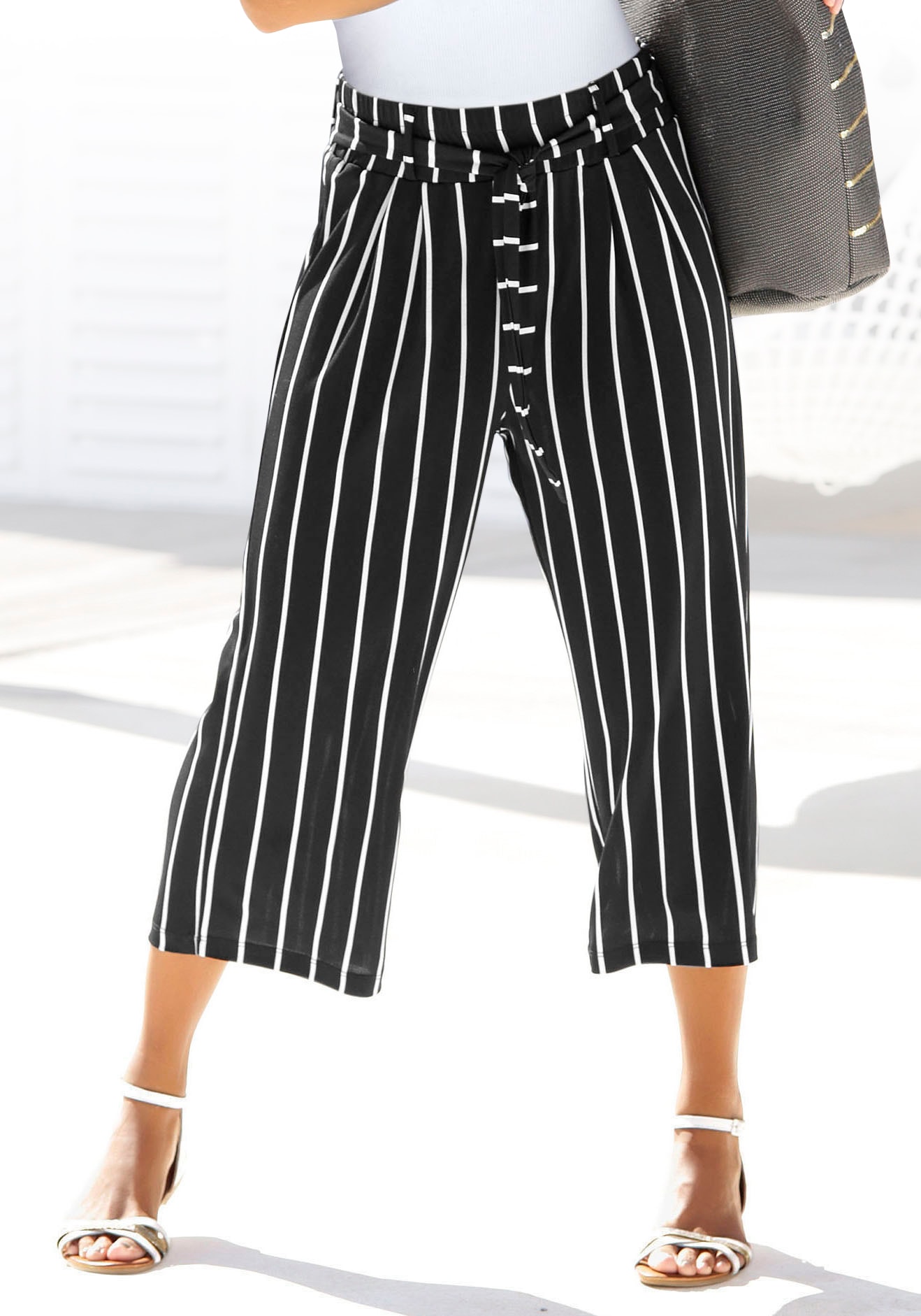 LASCANA Culotte in 7/8-Länge und Bindegürtel, Jerseyhose, casual-sommerlich