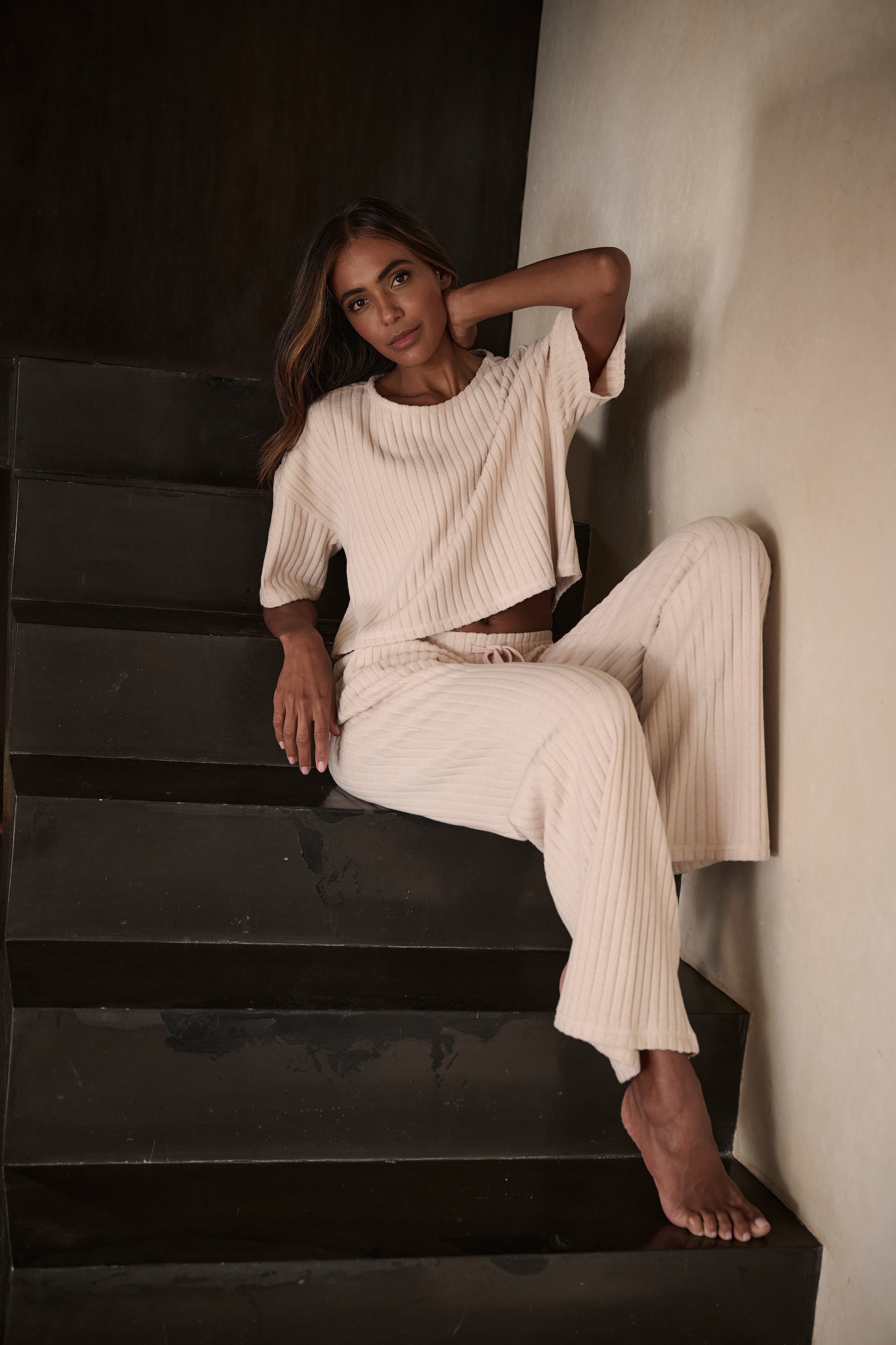 LASCANA 3/4-Arm-Shirt, Lounge-/Strickshirt aus weichem Strick, Loungewear