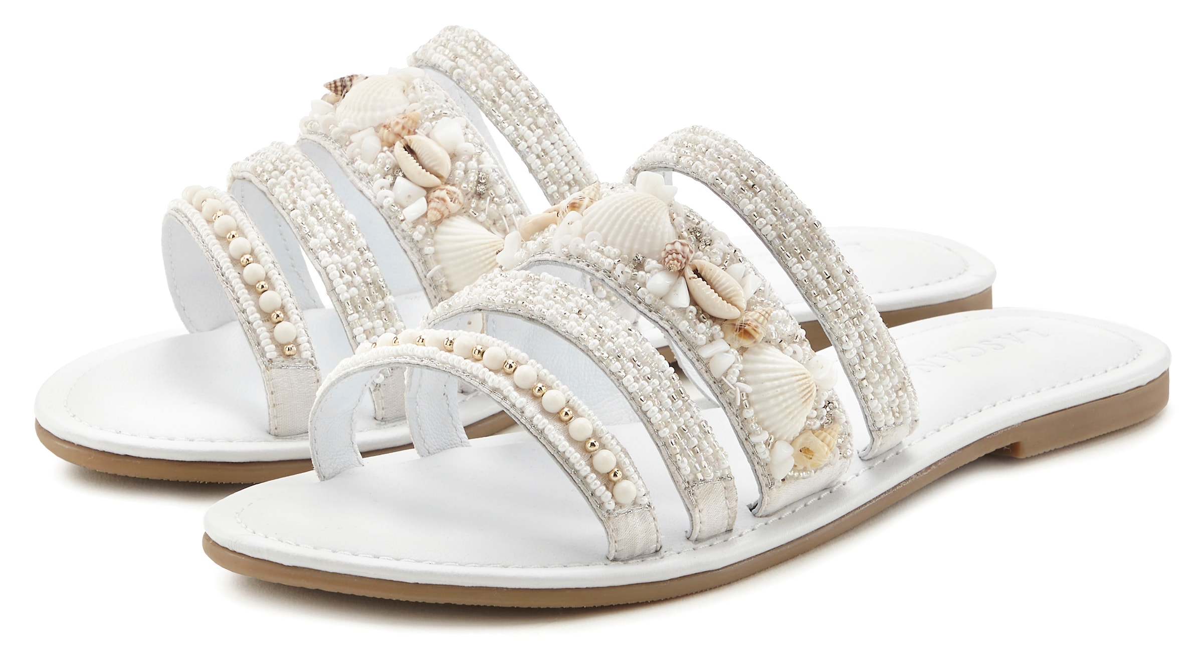 LASCANA Pantolette »Sandale, Sommerschuh, Mule,«, mit aufwendig verzierten Riemchen