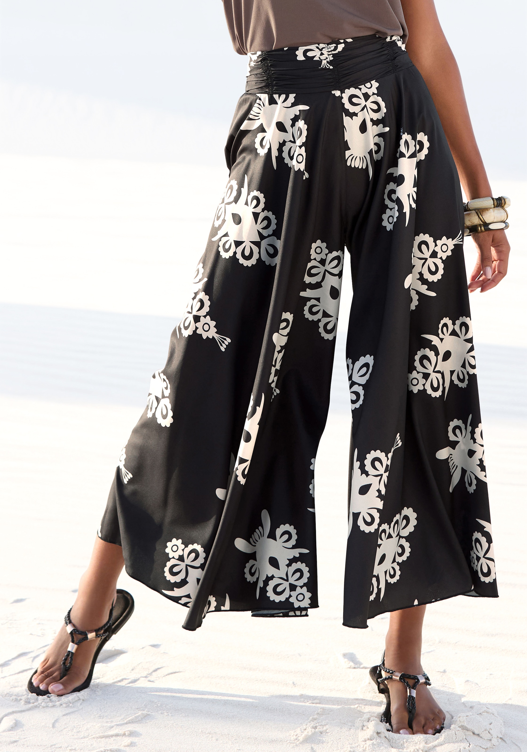 LASCANA Hosenrock mit Alloverdruck, Culotte, bügelfrei