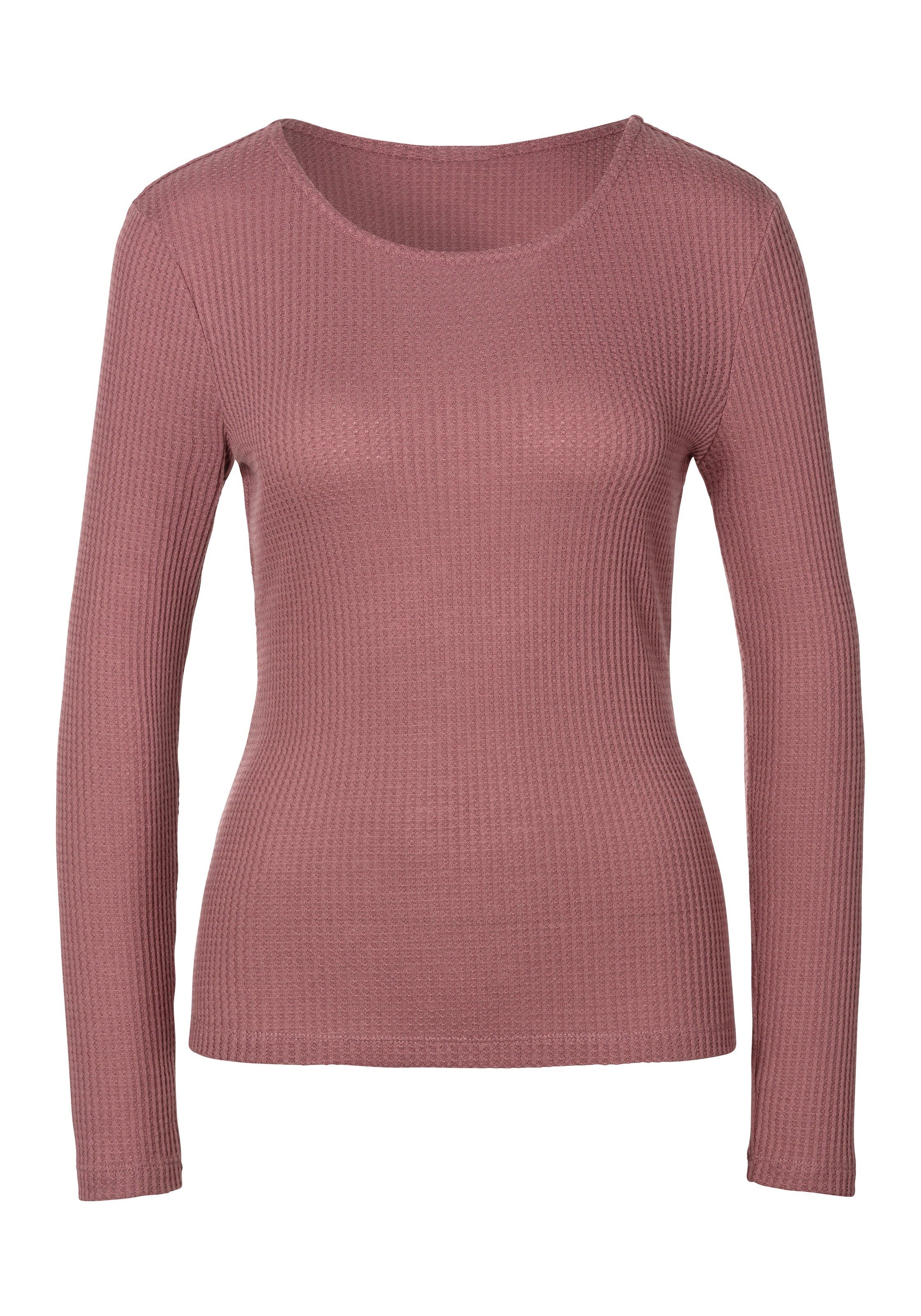 LASCANA Langarmshirt »in modischer Piqué-Optik«, (2er-Pack), aus pflegeleichter Qualität mit Viskose