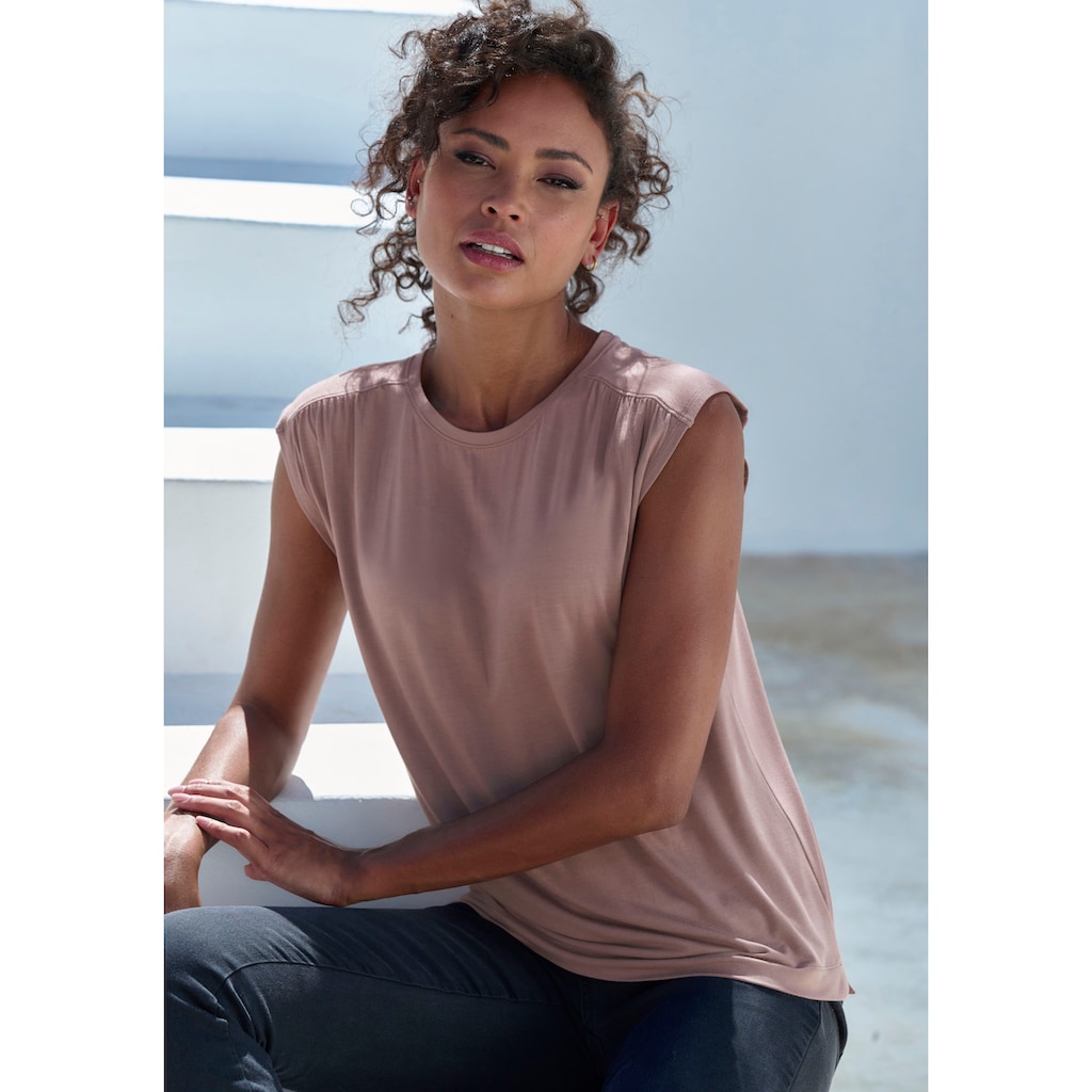 LASCANA Shirttop »mit Schulterraffung«, aus weichem Viskose-Stretch