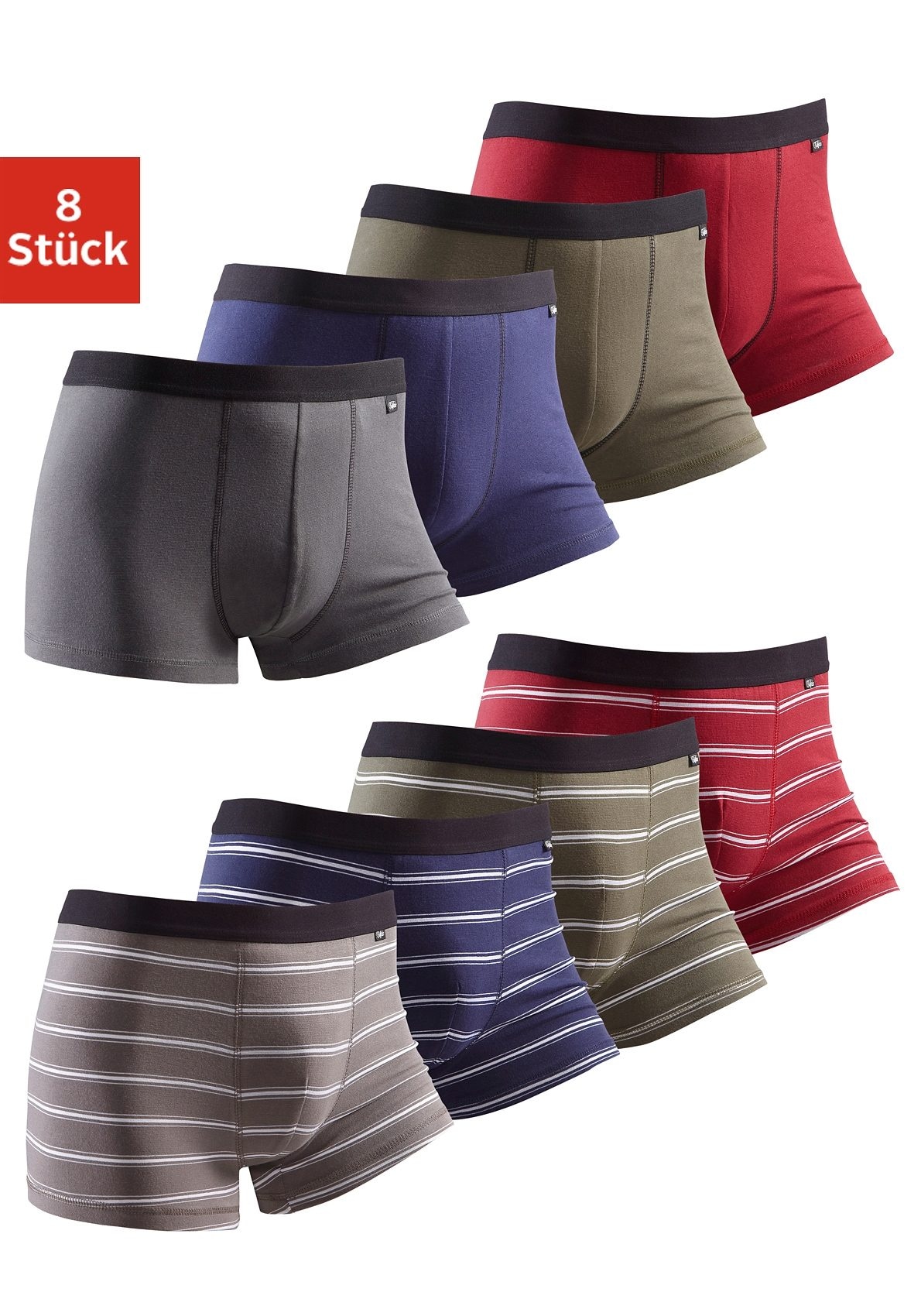 Buffalo Boxer »Boxershorts für Herren« Packung, 8 Stk. mit kontrastfarbigem Webbund