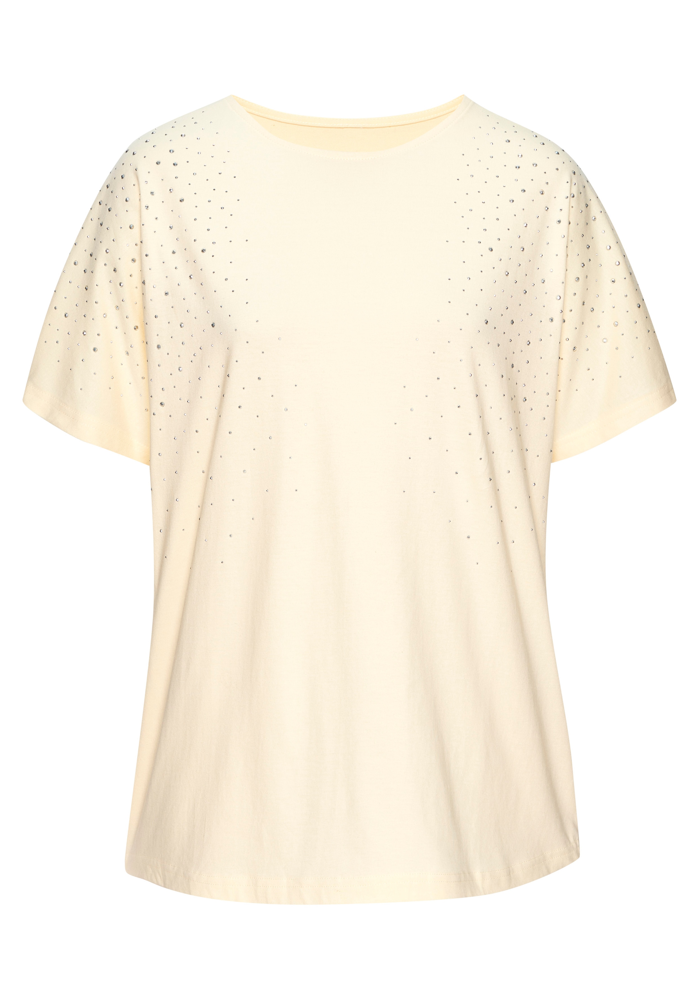 LASCANA T-Shirt »mit Strasssteinen« aus luftiger Baumwoll-Viskose-Qualität