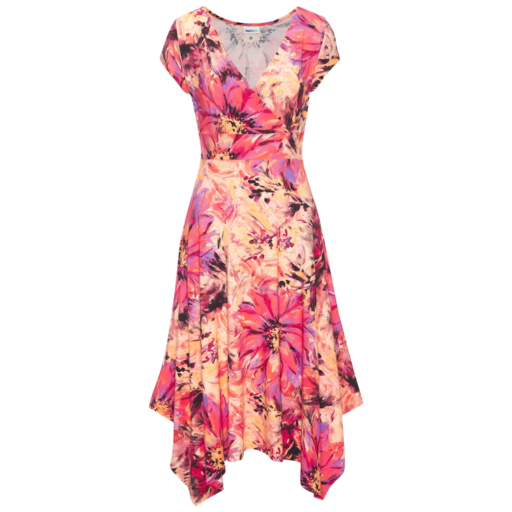 Beachtime Sommerkleid, mit Zipfelsaum und Schleife, Jerseykleid, asymmetrisches Rockteil