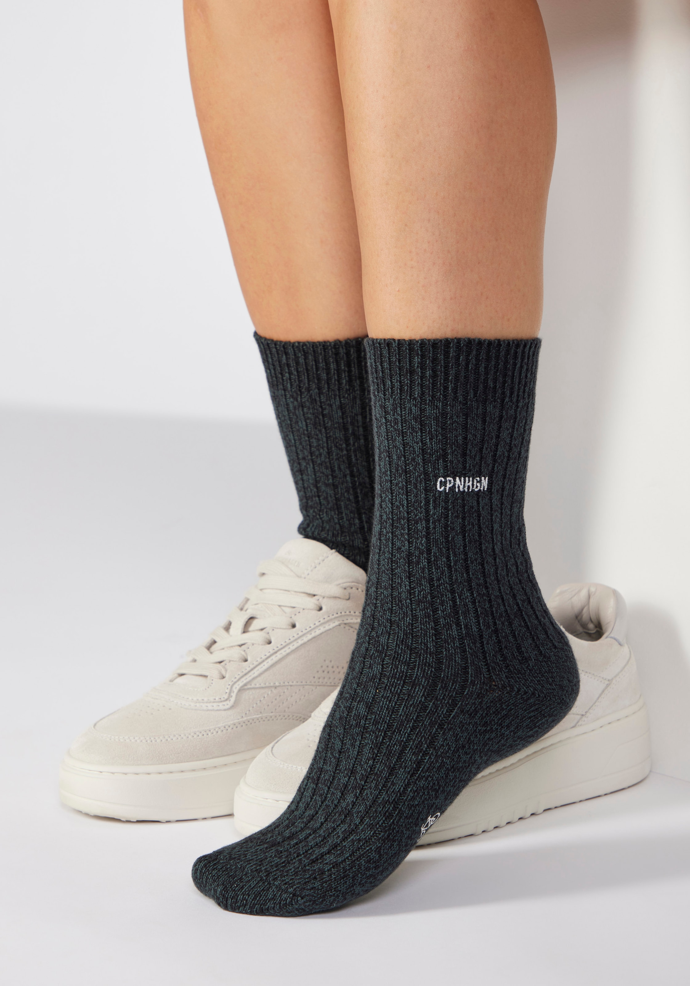 Copenhagen Studios Basicsocken 1 Paar tlg. gerippt mit Logo Stickerei