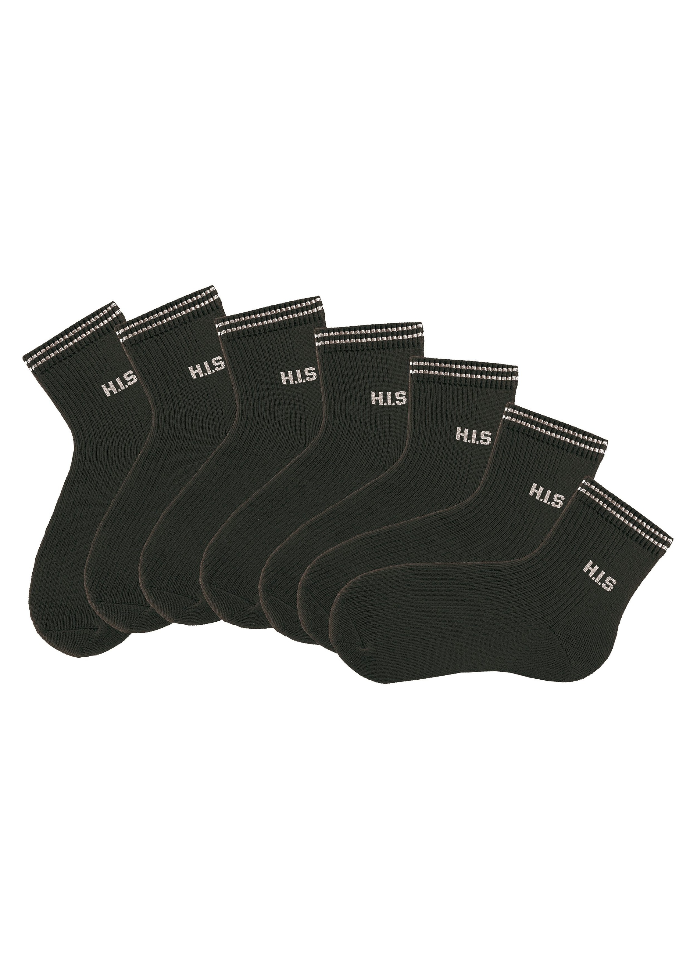 H.I.S Kurzsocken "Damen Vollfrottee Socken mit Rippstruktur" Packung, 7 Stk. tlg. atmungsaktive Baumwolle