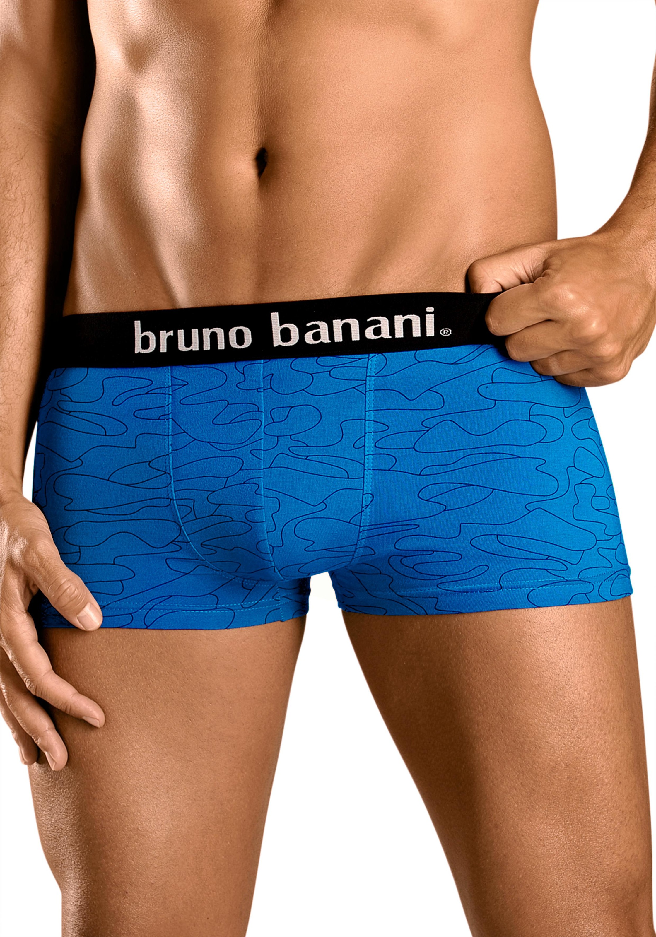 Bruno Banani Hipster Packung, 4 Stk. knapp sitzende Boxershorts in uni oder gemustert aus Baumwollmischung