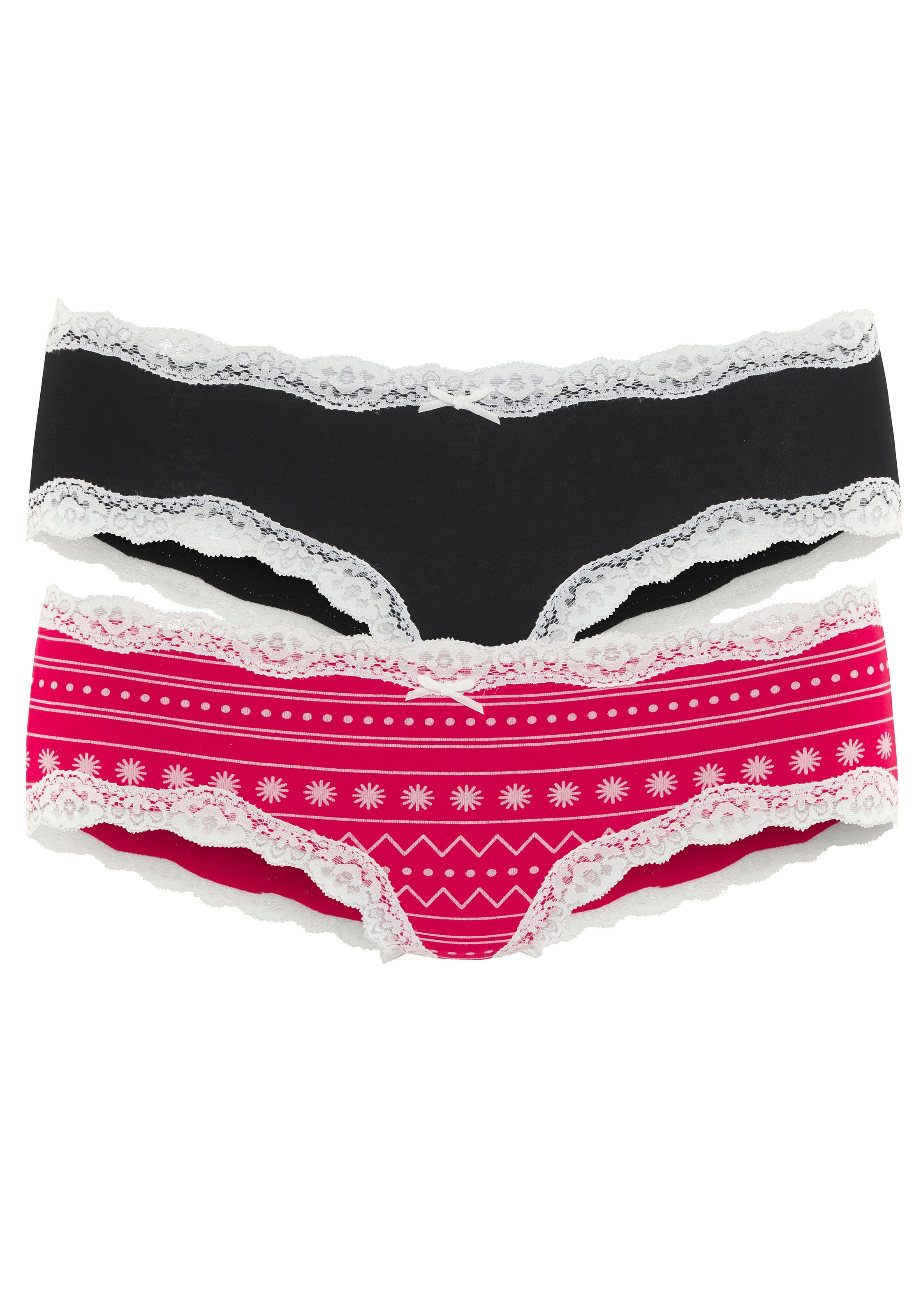 LASCANA Hipster Packung, 2 Stk. mit floraler Spitze