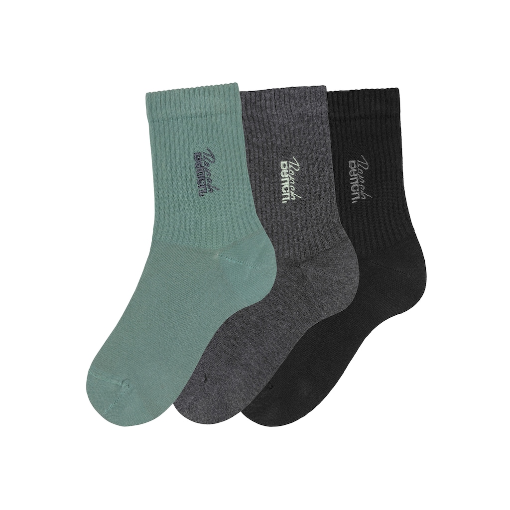 Bench. Basicsocken, (Packung, 3 Paar), mit Bench Stickerei